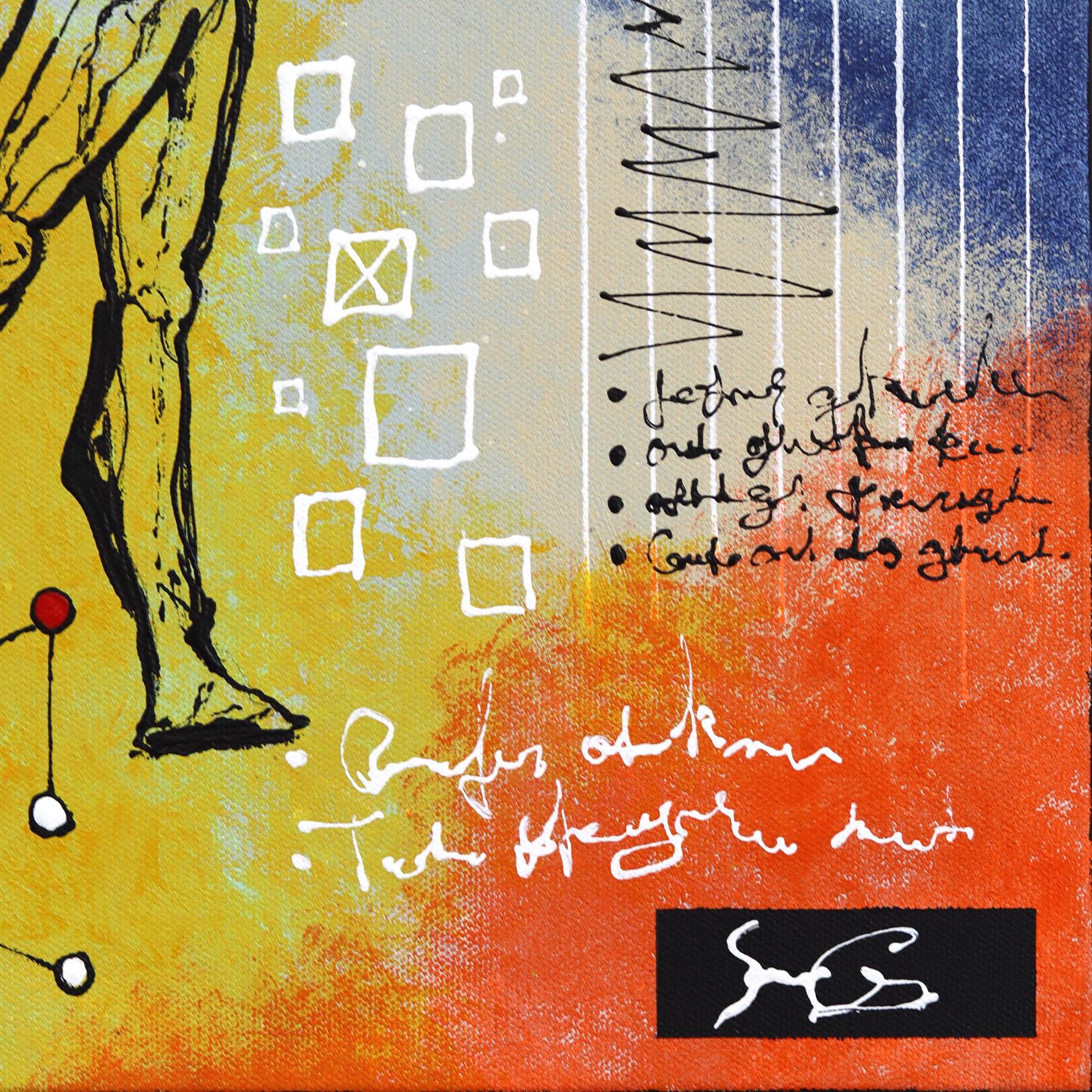 The Leap - Original Abstract Modern Figurative Mixed Media Artwork on Canvas en vente 3