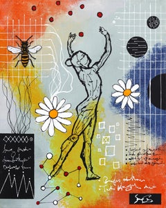 The Leap - Original Abstract Modern Figurative Mixed Media Artwork on Canvas