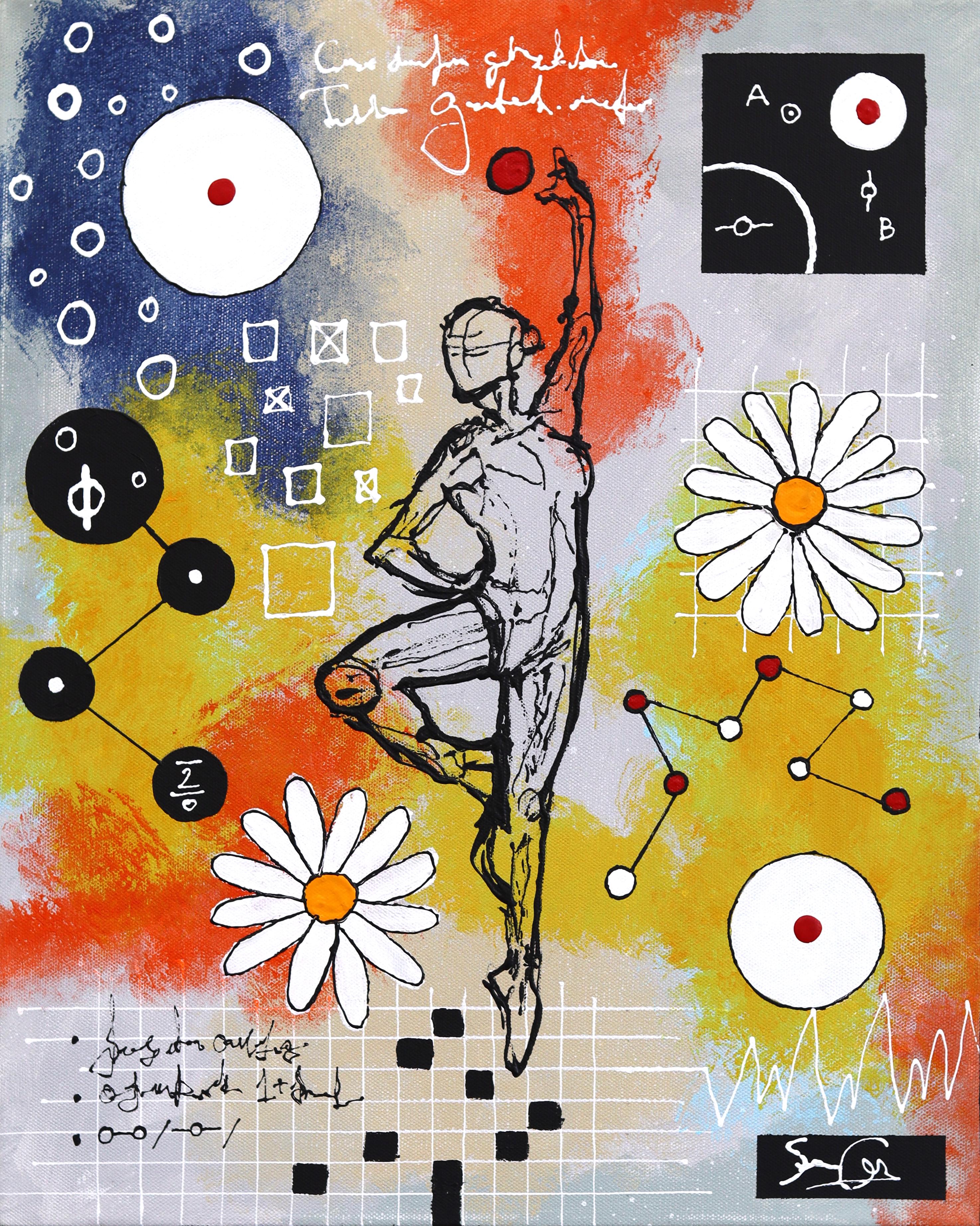 The Stretch - Original Abstract Modern Figurative Mixed Media Artwork on Canvas