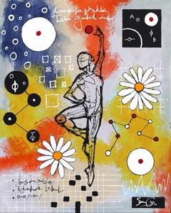 The Stretch - Original Abstract Modern Figurative Mixed Media Artwork on Canvas