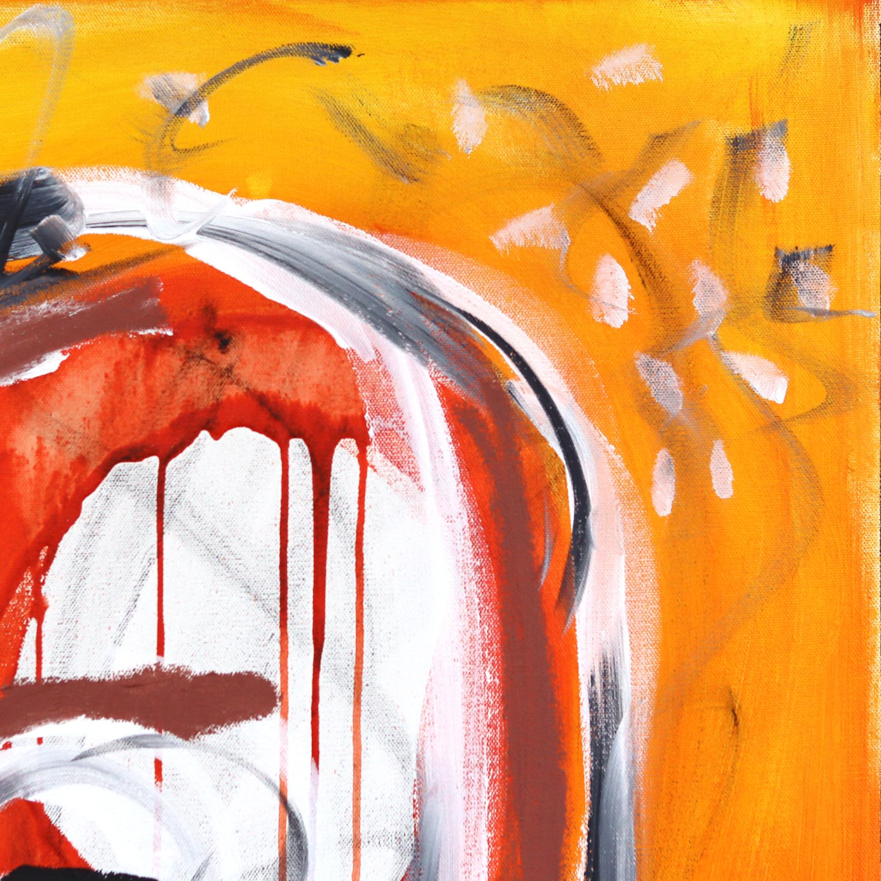 The Watcher - Original Figurative Vibrant Colorful Fire Tone Abstract Painting For Sale 2