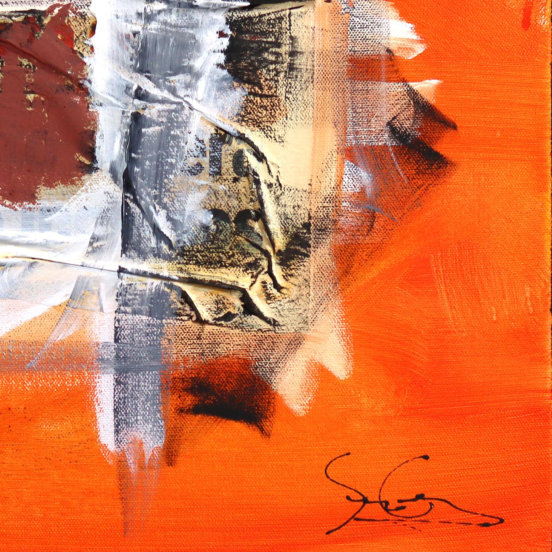 The Watcher - Original Figurative Vibrant Colorful Fire Tone Abstract Painting For Sale 5