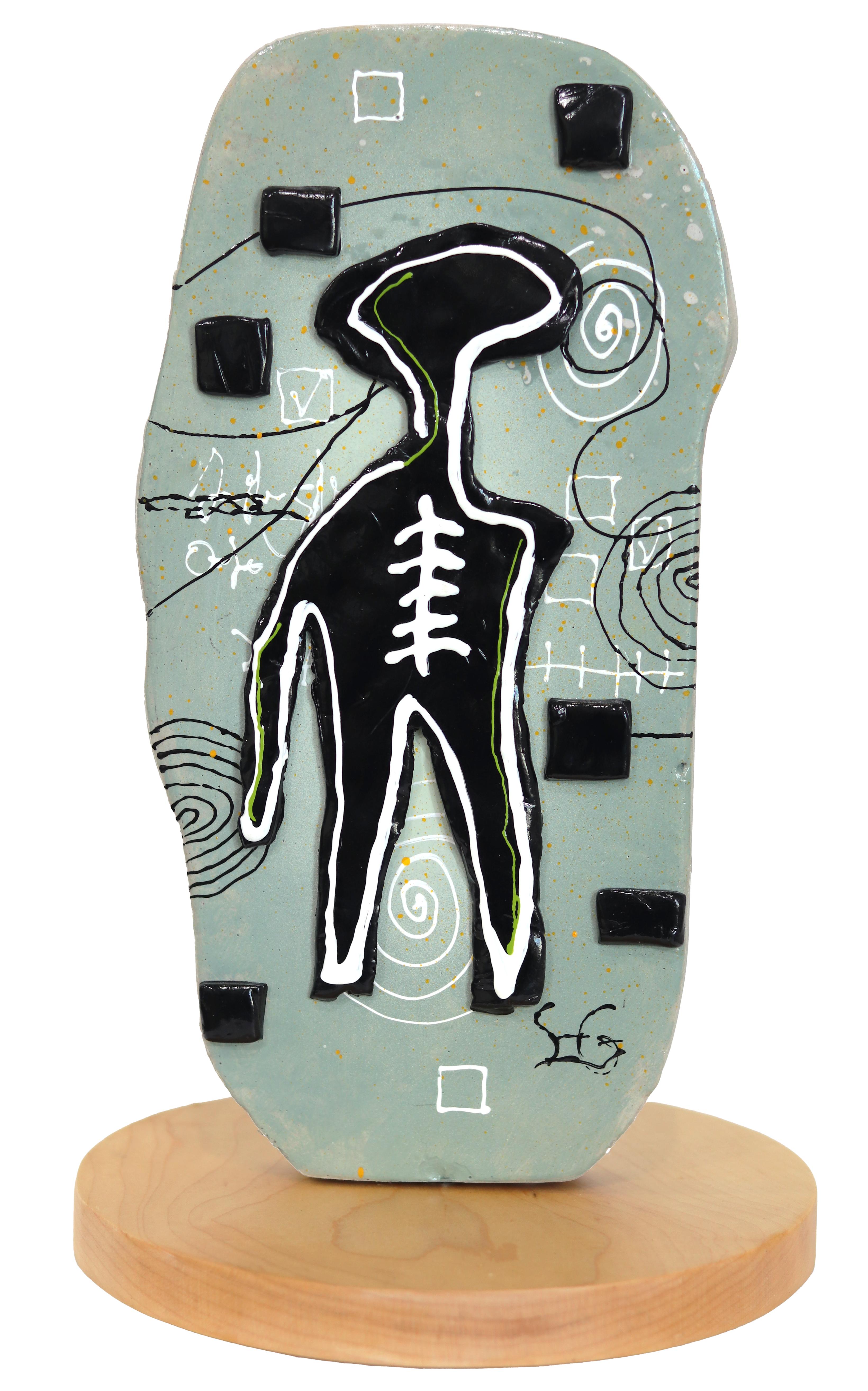 Soren Grau Abstract Sculpture - Street Spirits: Fitting In - Abstract Expressionist Figurative Table Sculpture
