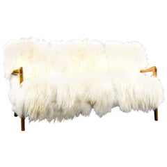 Soren Hansen for Fritz Hansen Sofa in Mongolian Lamb's Wool