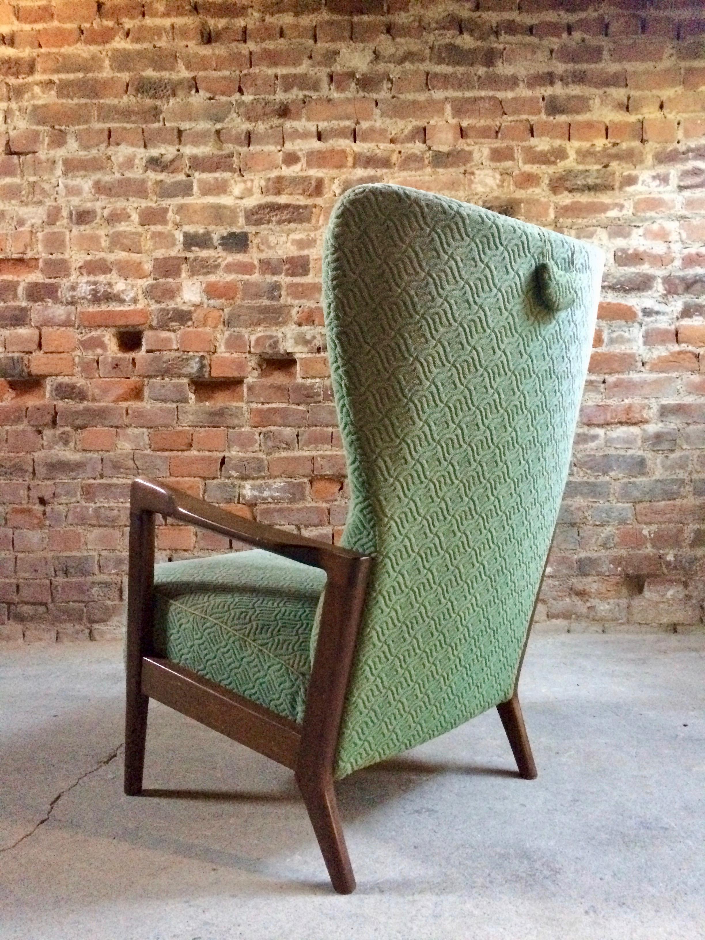 Beech Soren Hansen Lounge Chair High Wingback by Fritz Hansen Danish, 1950s