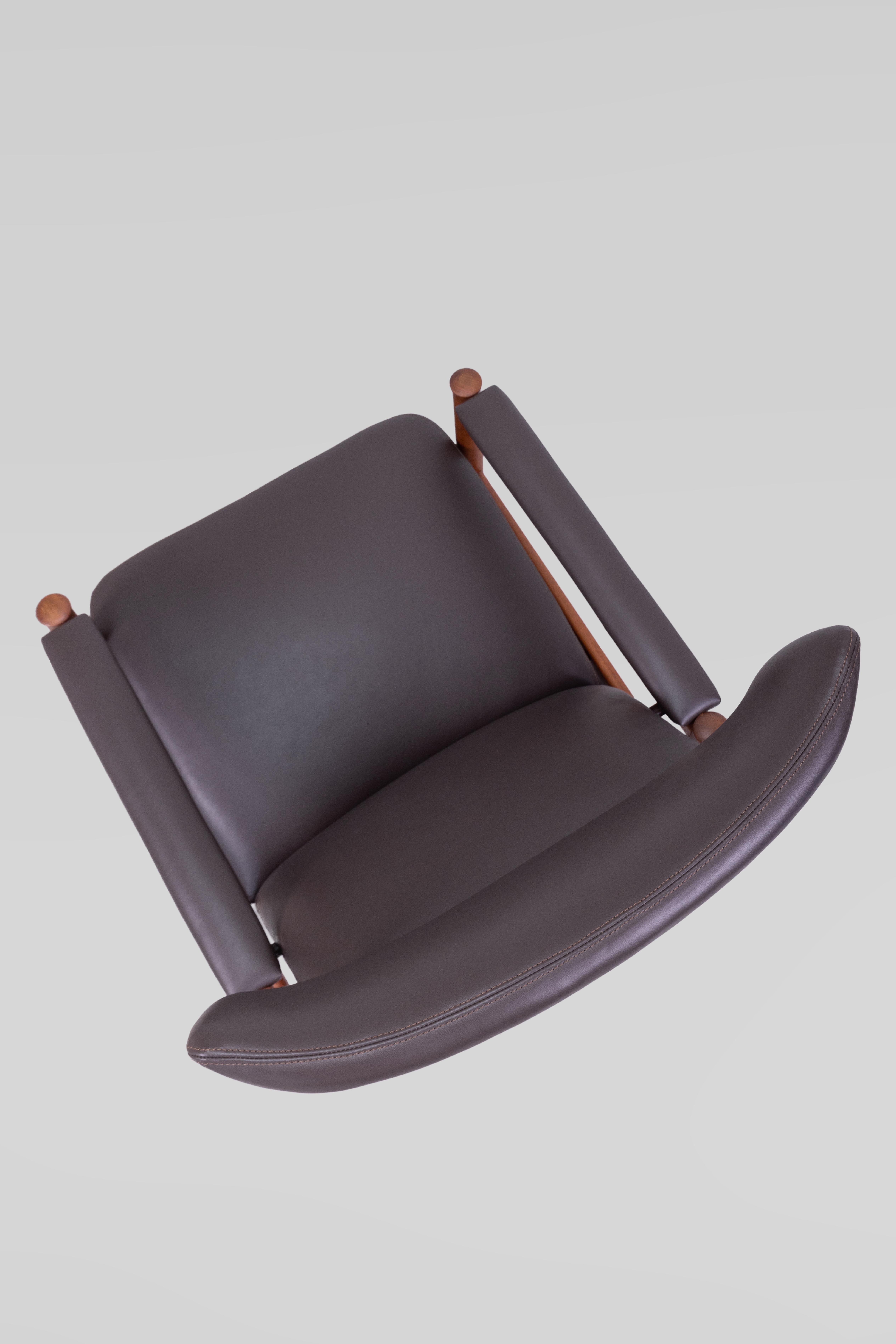 Leather Soren Hansen Wingback Chair Model 4365, Denmark 1960s For Sale