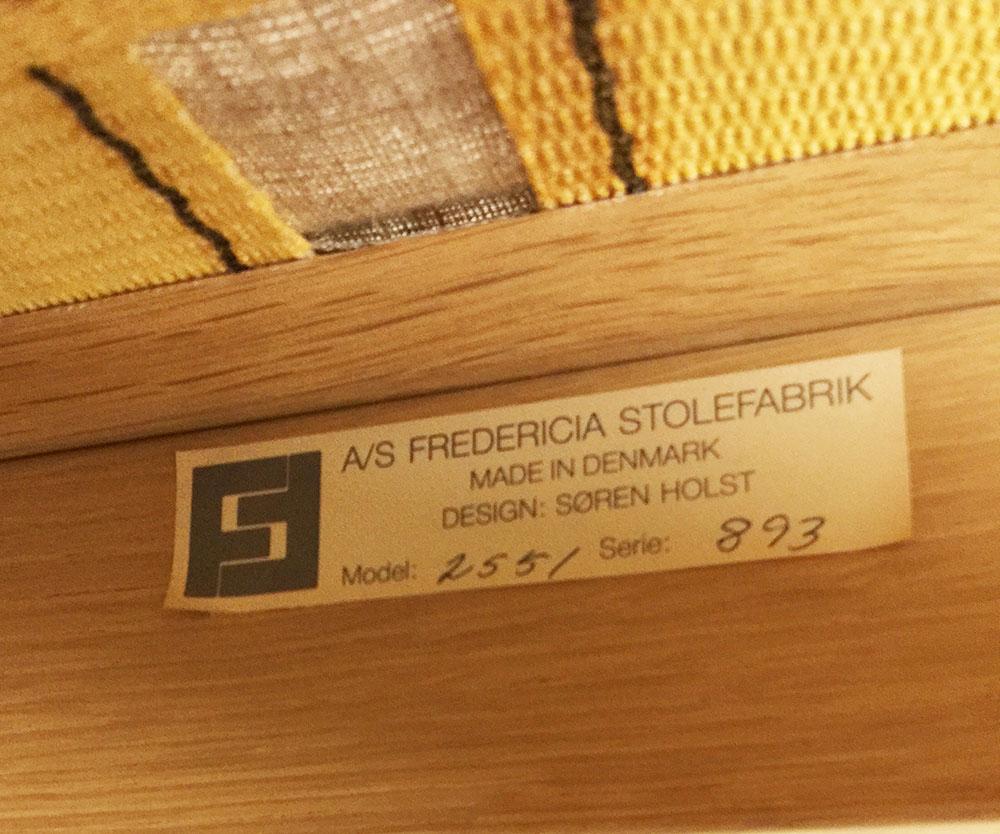 Danish Oak Lounge Chair by Soren Holst for A/S Fredericia Stolefabrik Denmark, 1980s For Sale