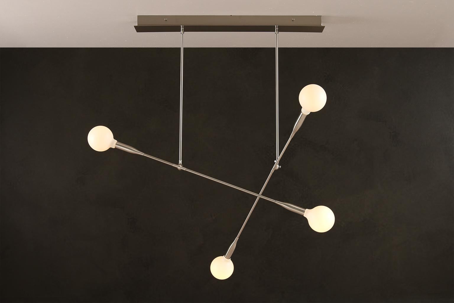 Brushed Sorenthia Double, Mid-Century Modern Inspired Chandelier, Custom by Studio DUNN For Sale