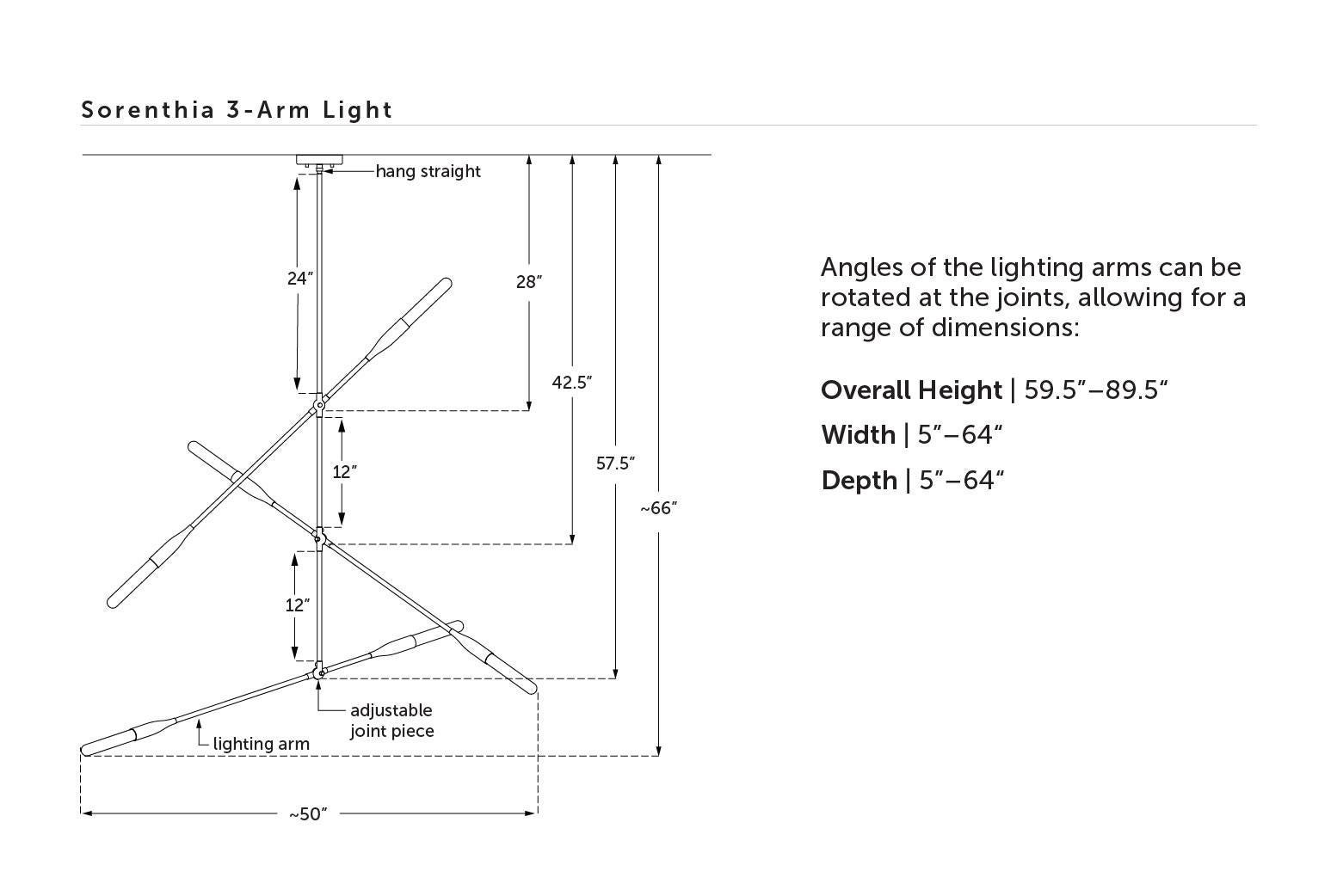 Sorenthia Three-Arm Contemporary Light Fixture, Custom-Made by Studio DUNN For Sale 5