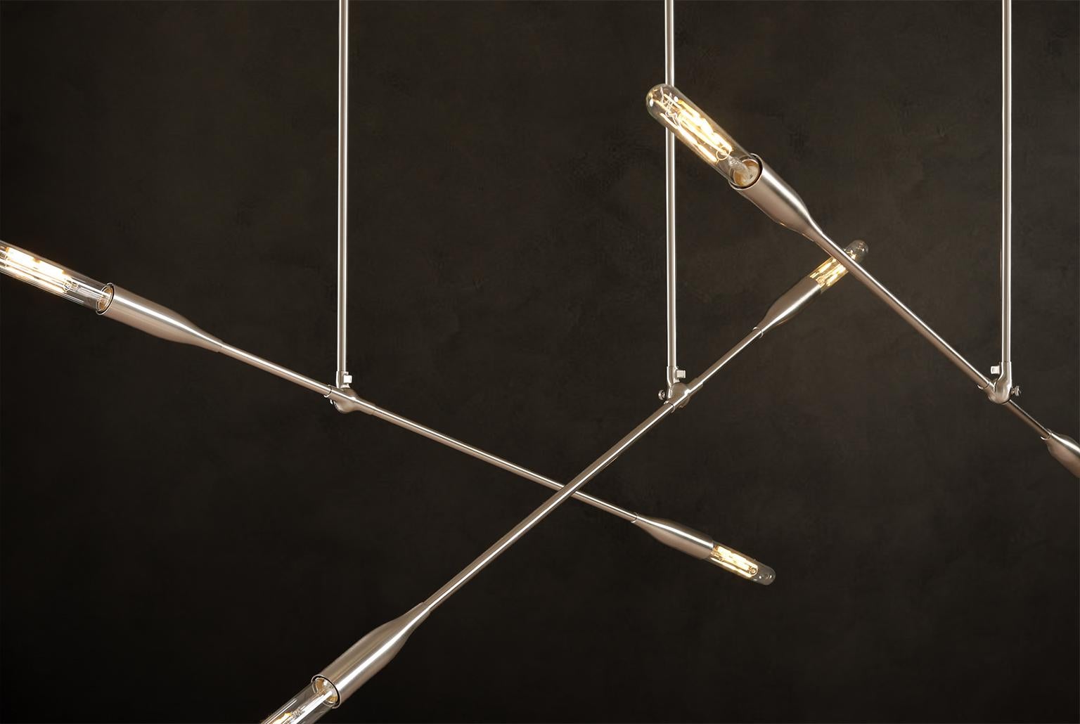 American Sorenthia Triple, Midcentury Inspired Chandelier, Custom Made by Studio DUNN For Sale