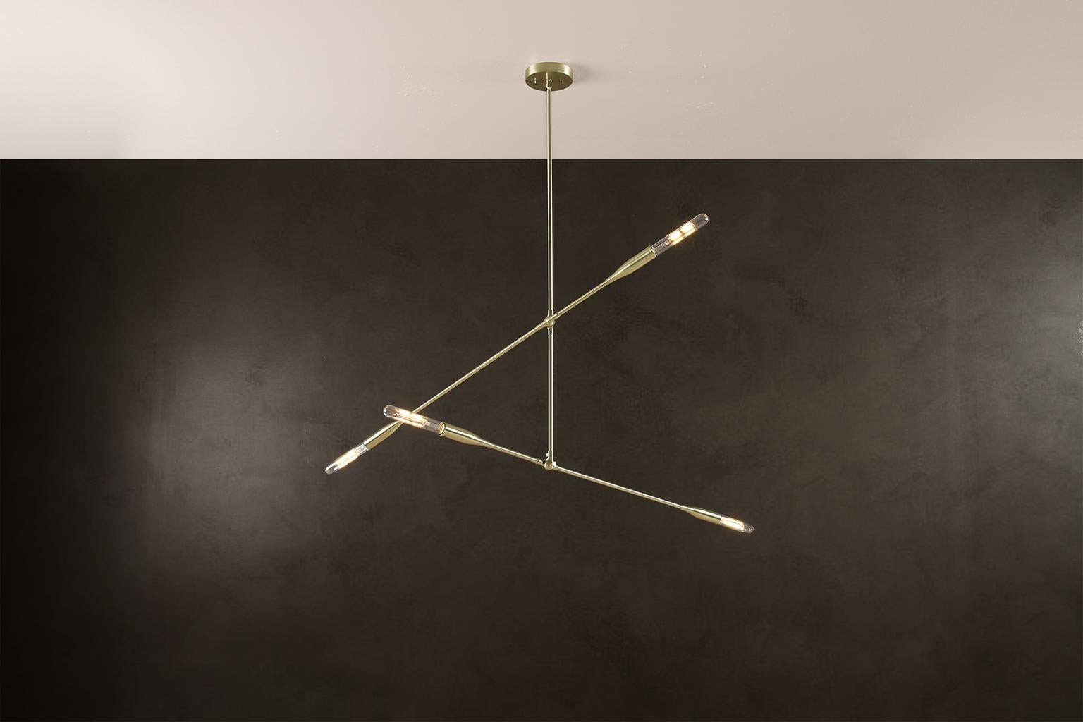 Plated Sorenthia Two-Arm Light, Custom-Made Contemporary Pendant by Studio Dunn For Sale