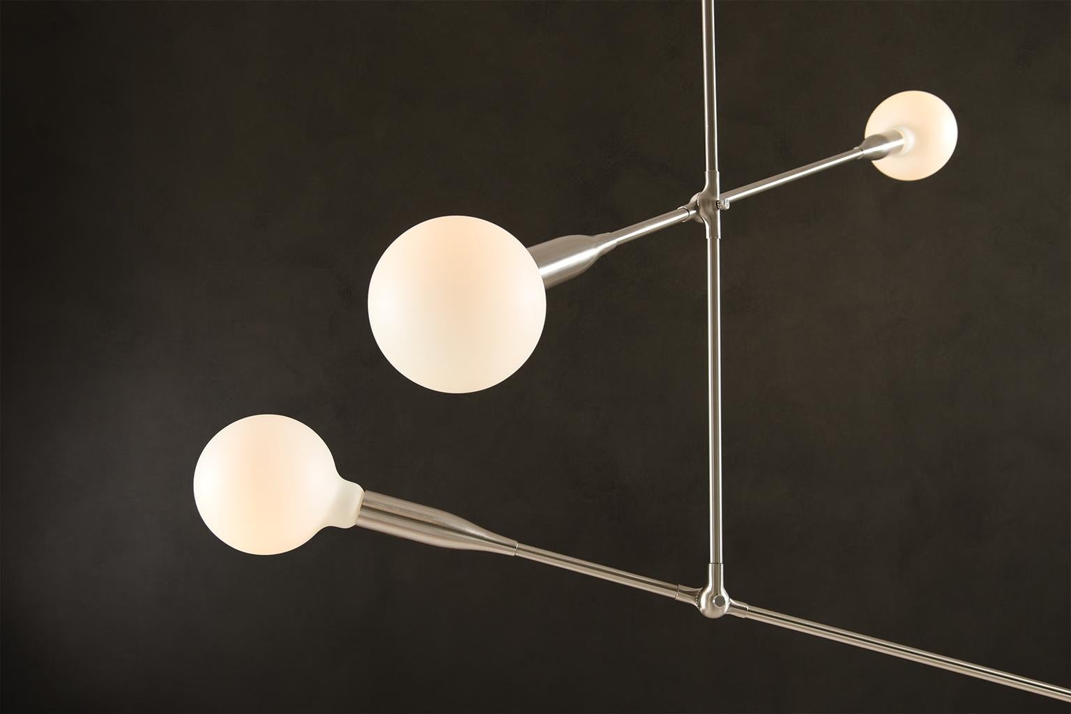 Plated Sorenthia Two-Arm Light, Custom-Made Contemporary Pendant by Studio Dunn For Sale