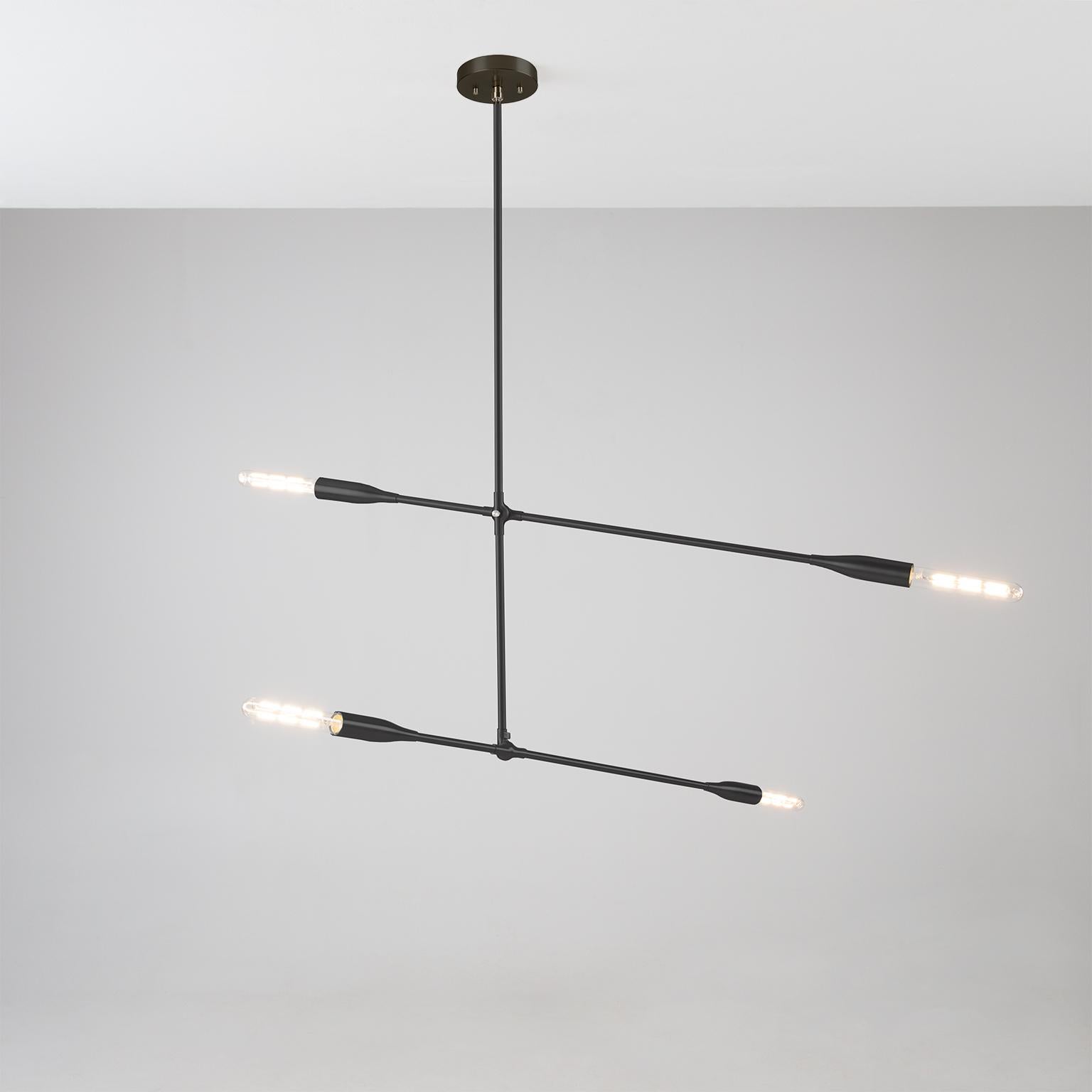 Metal Sorenthia Two-Arm Light, Custom-Made Contemporary Pendant by Studio Dunn For Sale