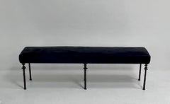 Sorgue Bench, Blue Cowhide, Silicon Bronze Legs-Bourgeois Boheme Atelier
