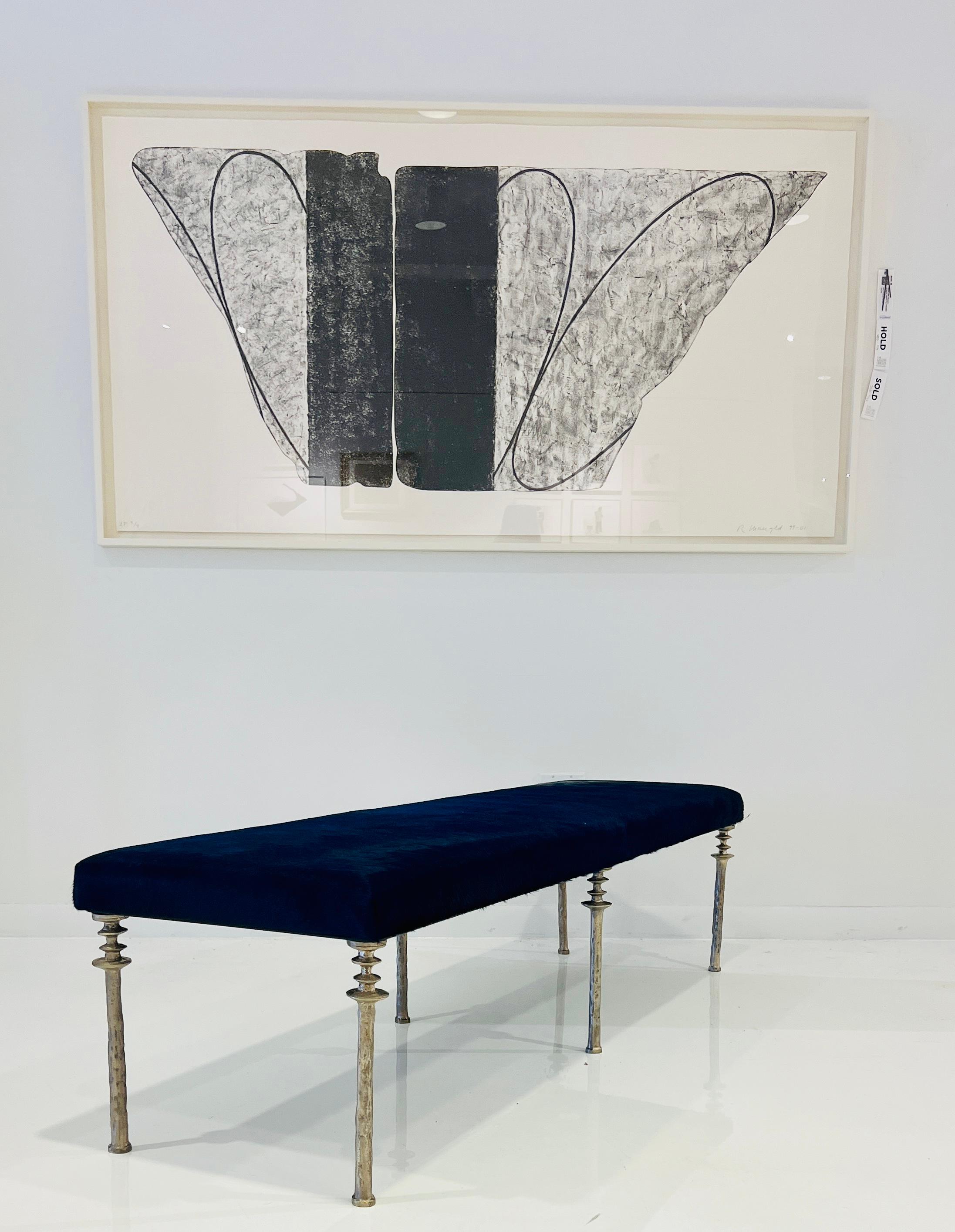 XXIe siècle et contemporain Banc Sorgue Bronze Silver Wash Legs en vente
