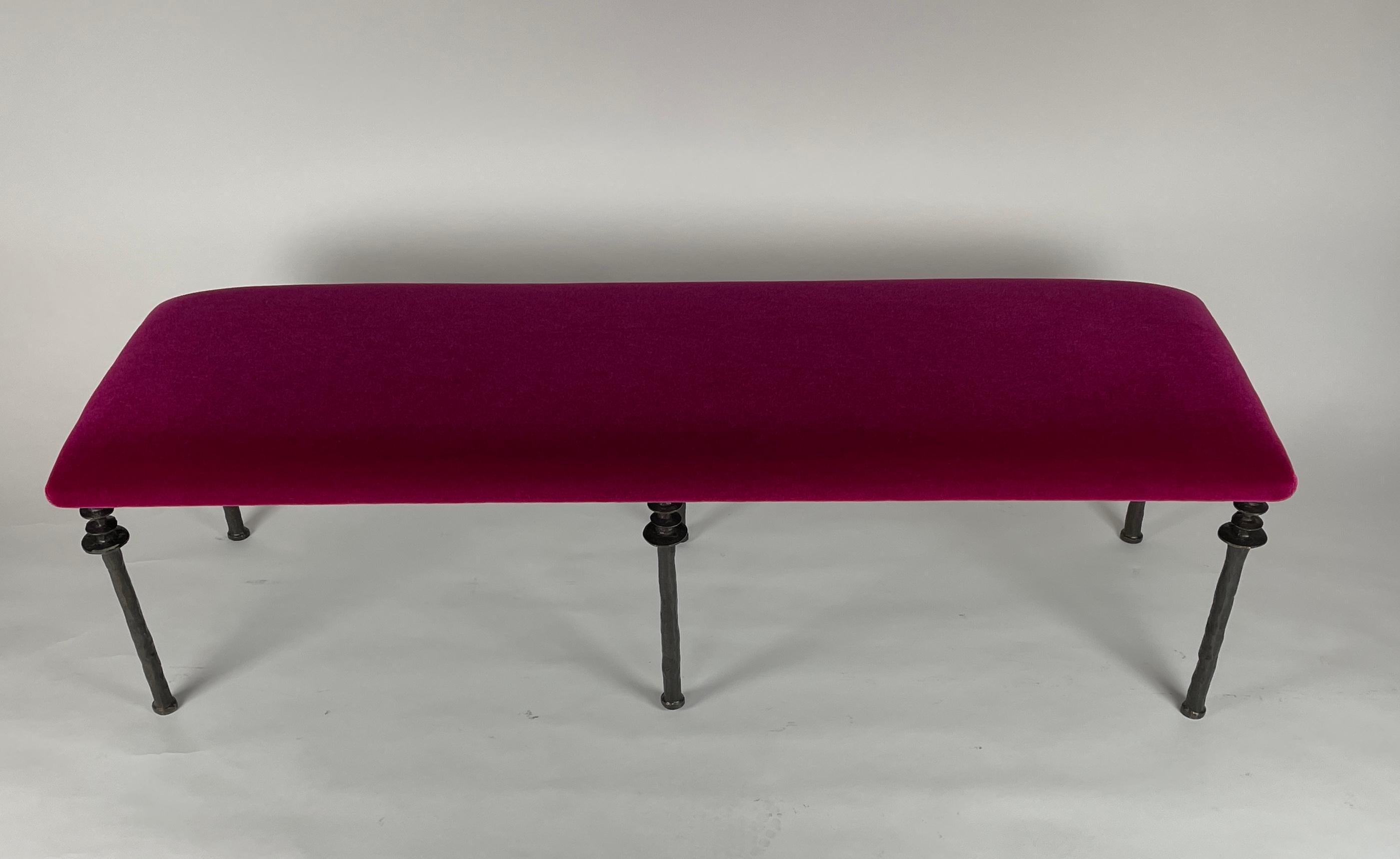 Sorgue Bench, Pierre Frey Mohair, Silicon Bronze Legs In New Condition For Sale In Los Angeles, CA