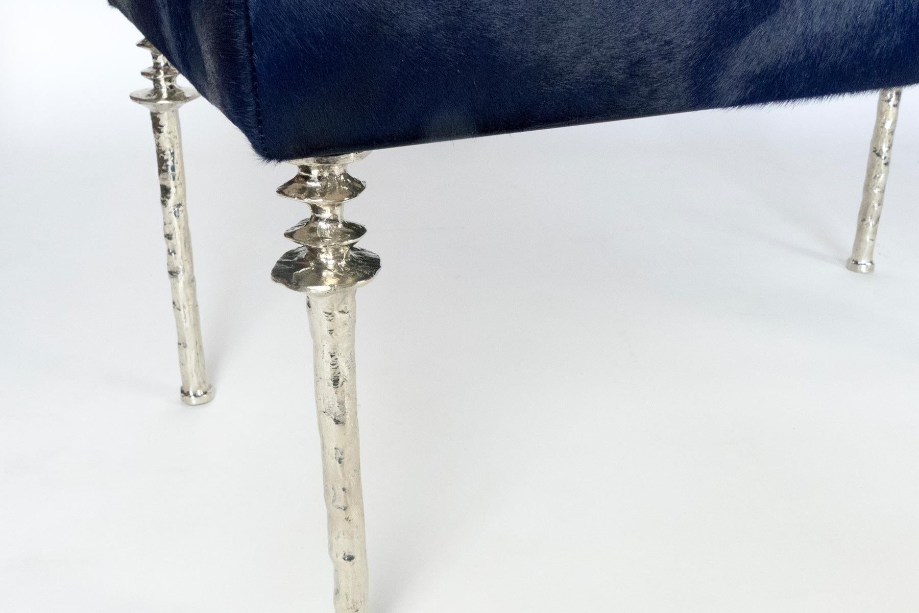 Sorgue Bench White Bronze Legs by Bourgeois Boheme Atelier In New Condition In Los Angeles, CA