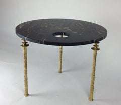 Sorgue Side Table, Black Marble with Brass Legs, by Bourgeois Boheme Atelier