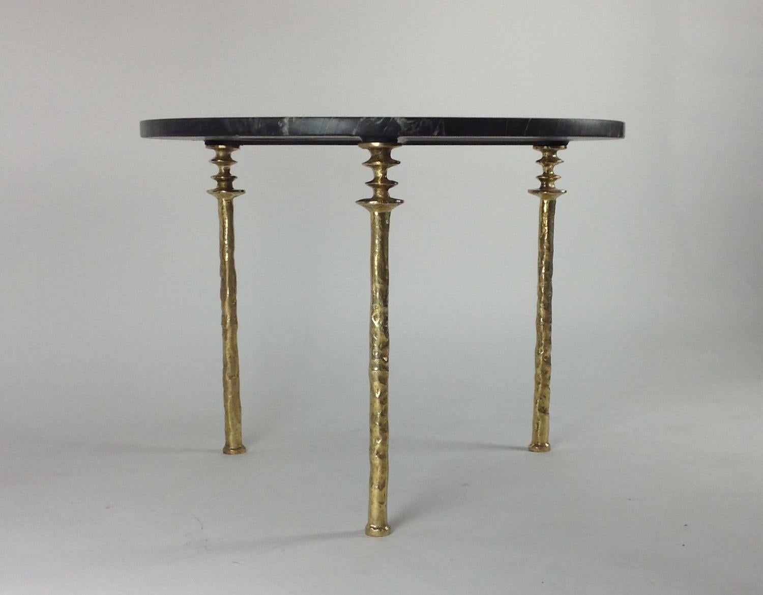 Sorgue Side Table, Black Marble with Brass Legs, by Bourgeois Boheme Atelier In New Condition In Los Angeles, CA