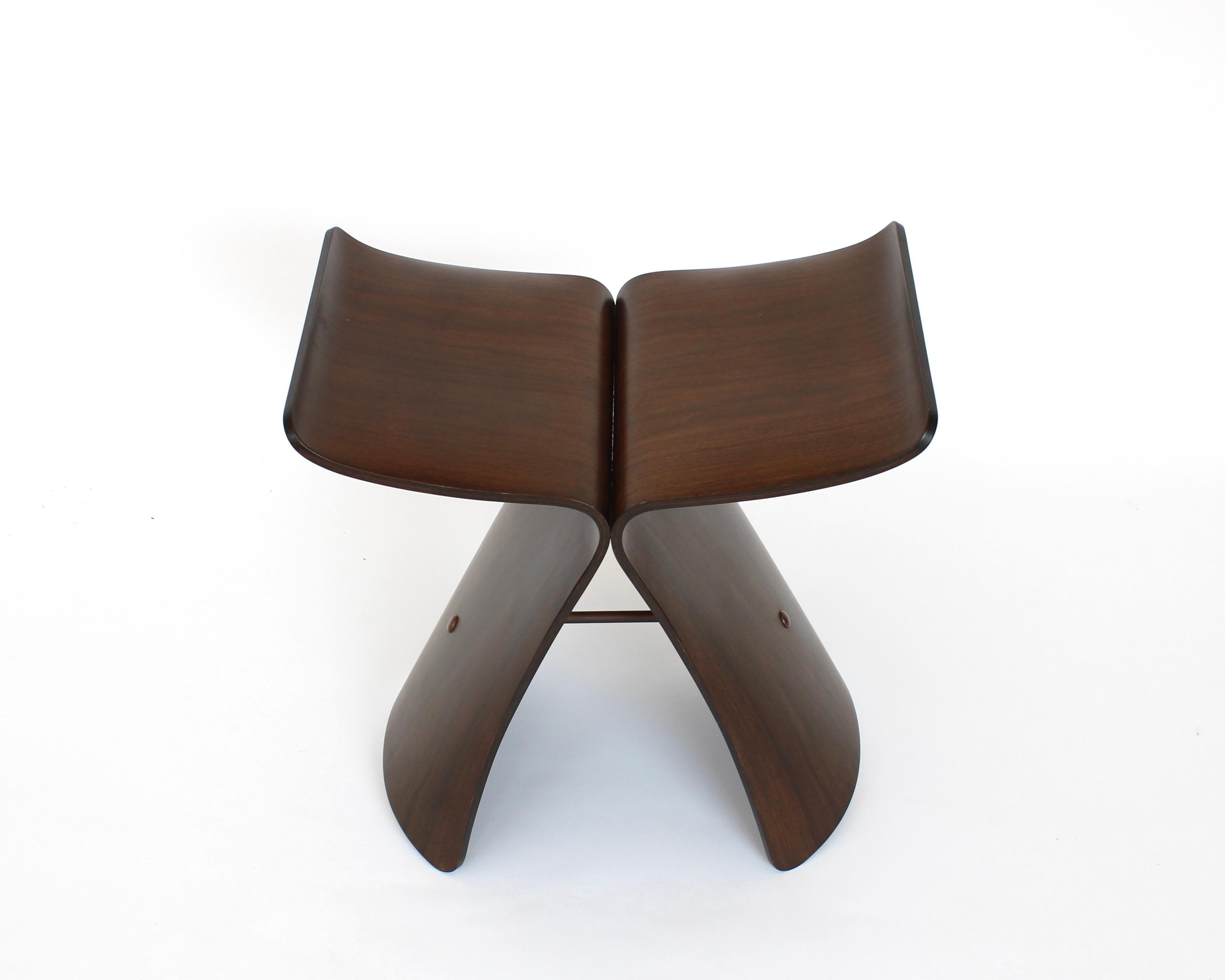 Japanese Sori Yanagi Butterfly Stool in Molded Palisander Tendo Mokko