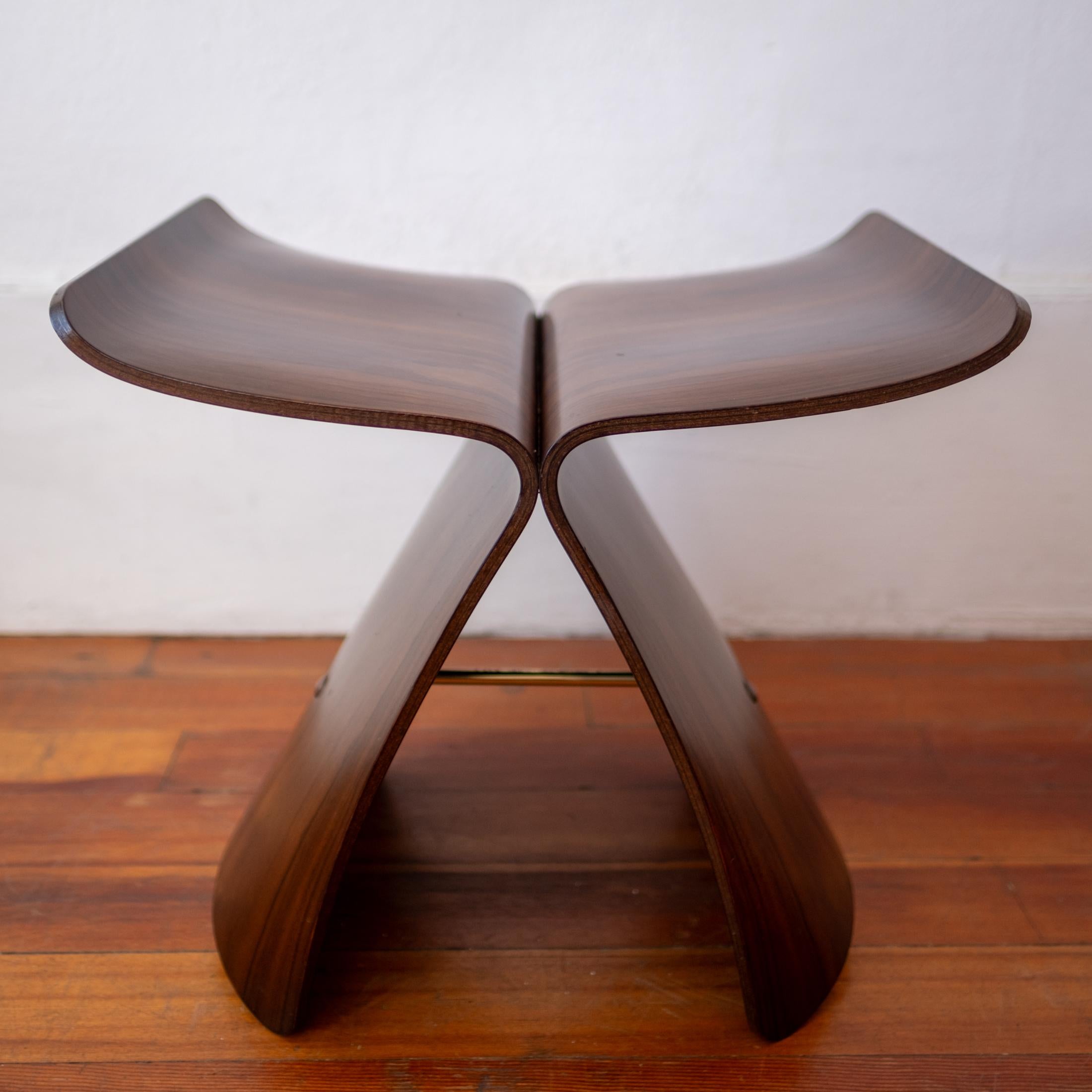 Mid-Century Modern Sori Yanagi Butterfly Stool Rosewood Brass