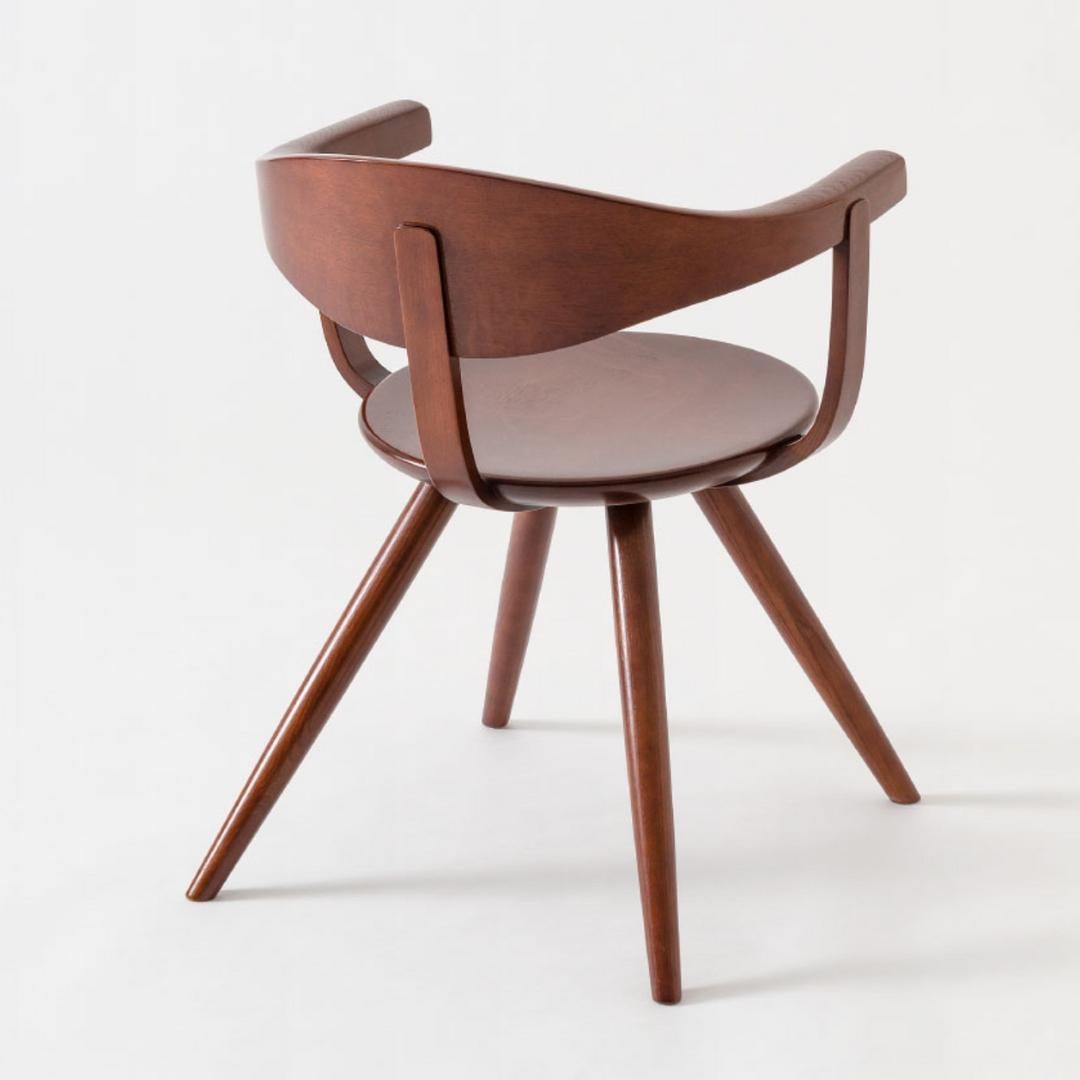 Mid-Century Modern Sori Yanagi 'Collection' Dining Armchair in Stained White Oak for Hida