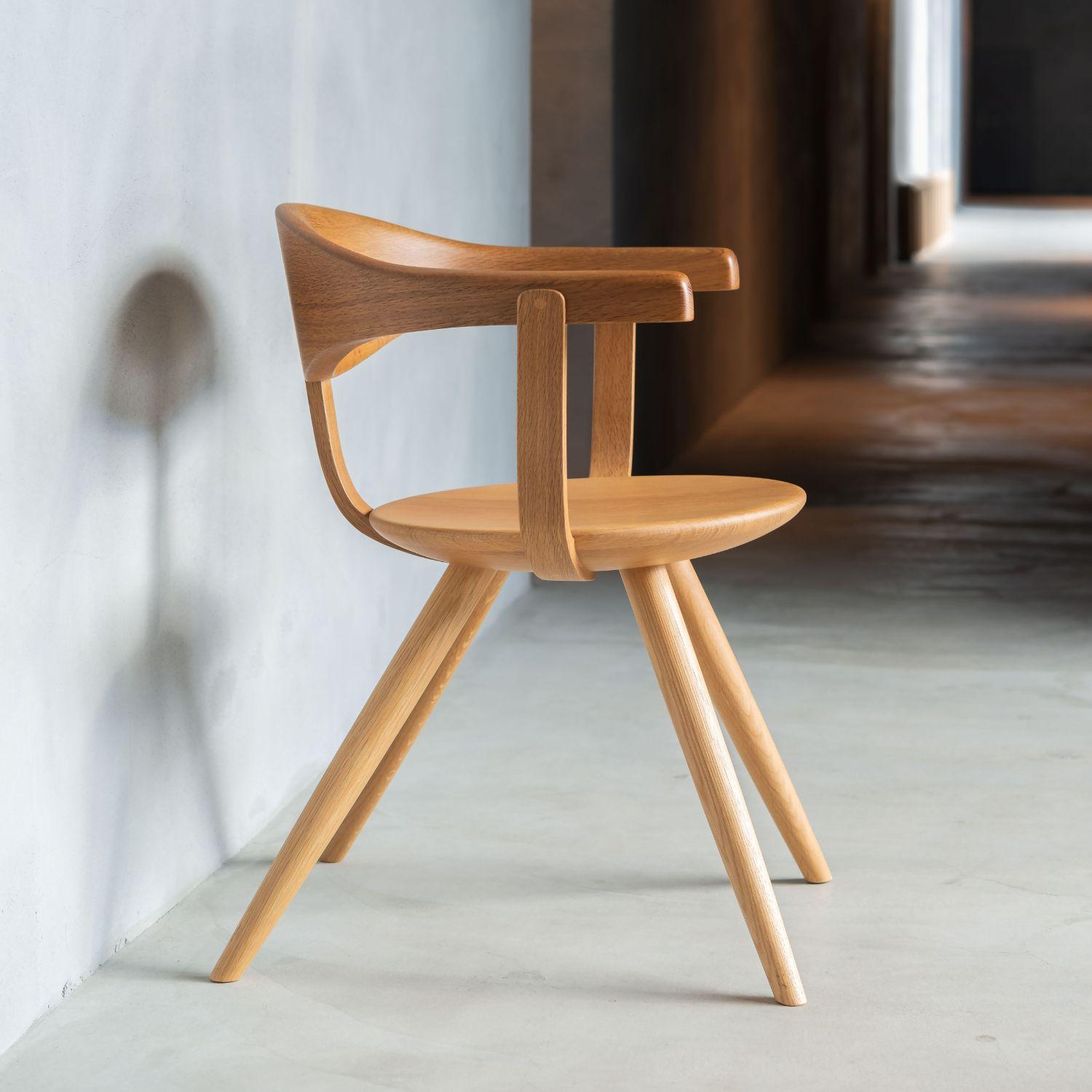 Sori Yanagi 'Collection' Dining Armchair in Stained White Oak for Hida In New Condition In Glendale, CA