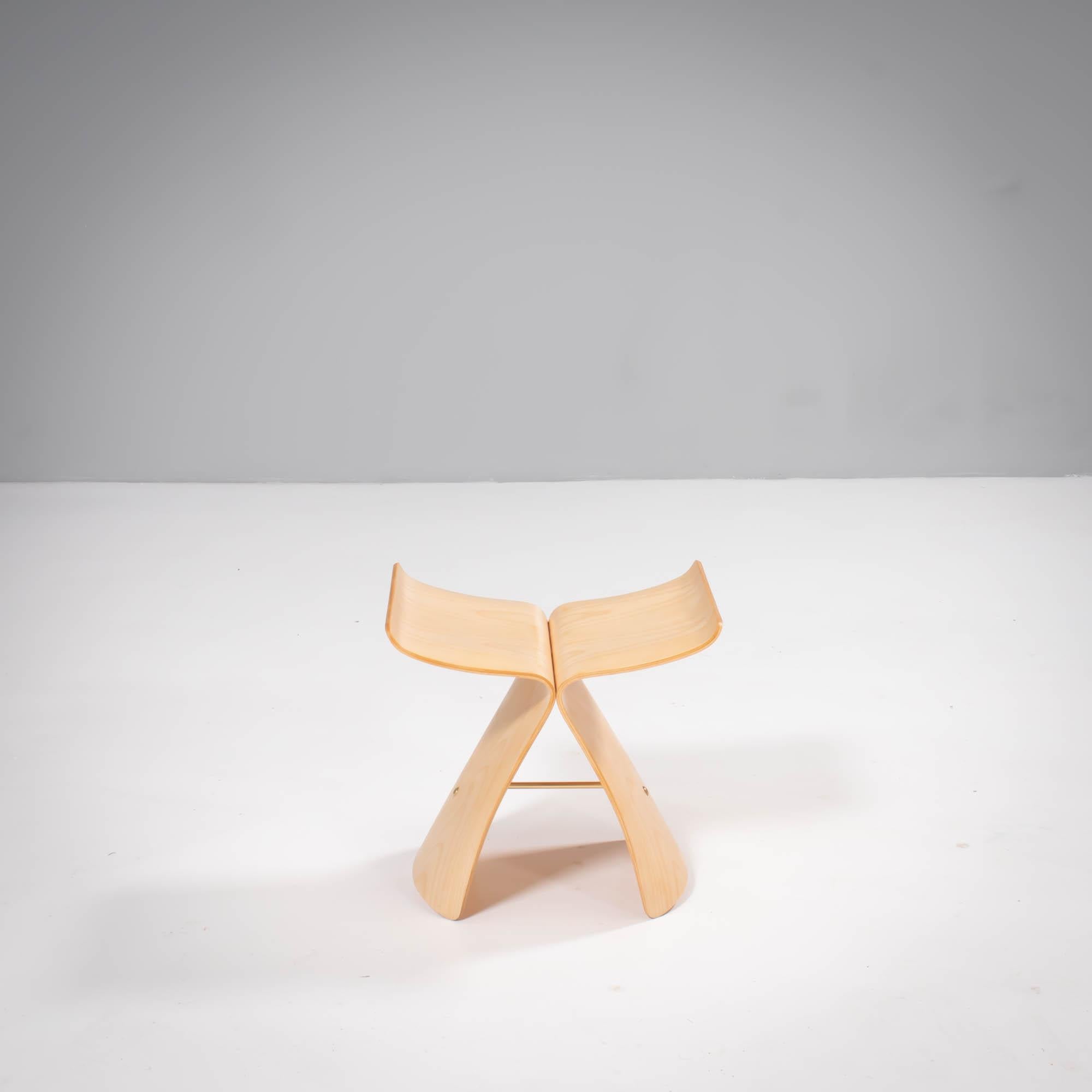 Originally designed by Sori Yanagi in 1954, the Butterfly Stool has since become a design icon.

Rooted in the designer’s Japanese aesthetic, the stool was created using the moulded plywood techniques that were first developed by Charles and Ray