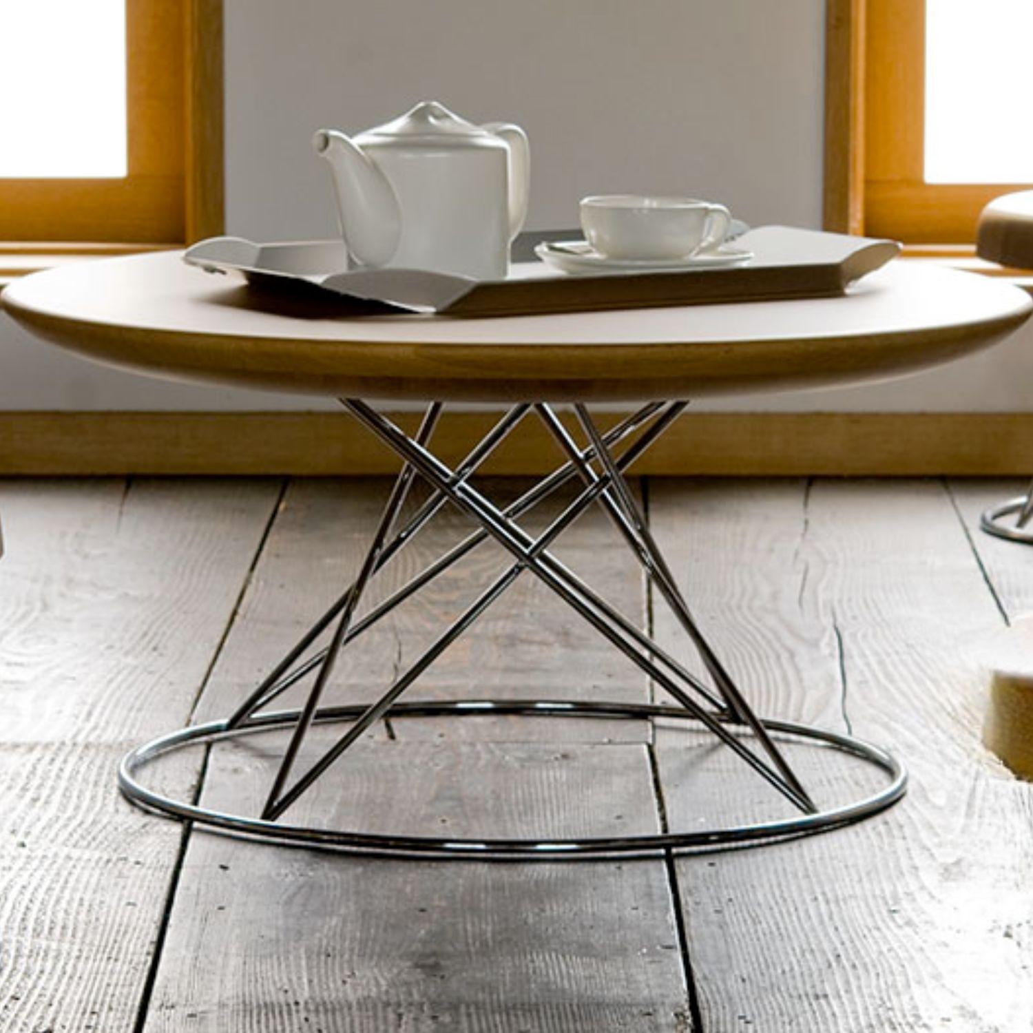 Mid-Century Modern Sori Yanagi 'Monjiro' Coffee Table in Oak and Steel for Hida For Sale