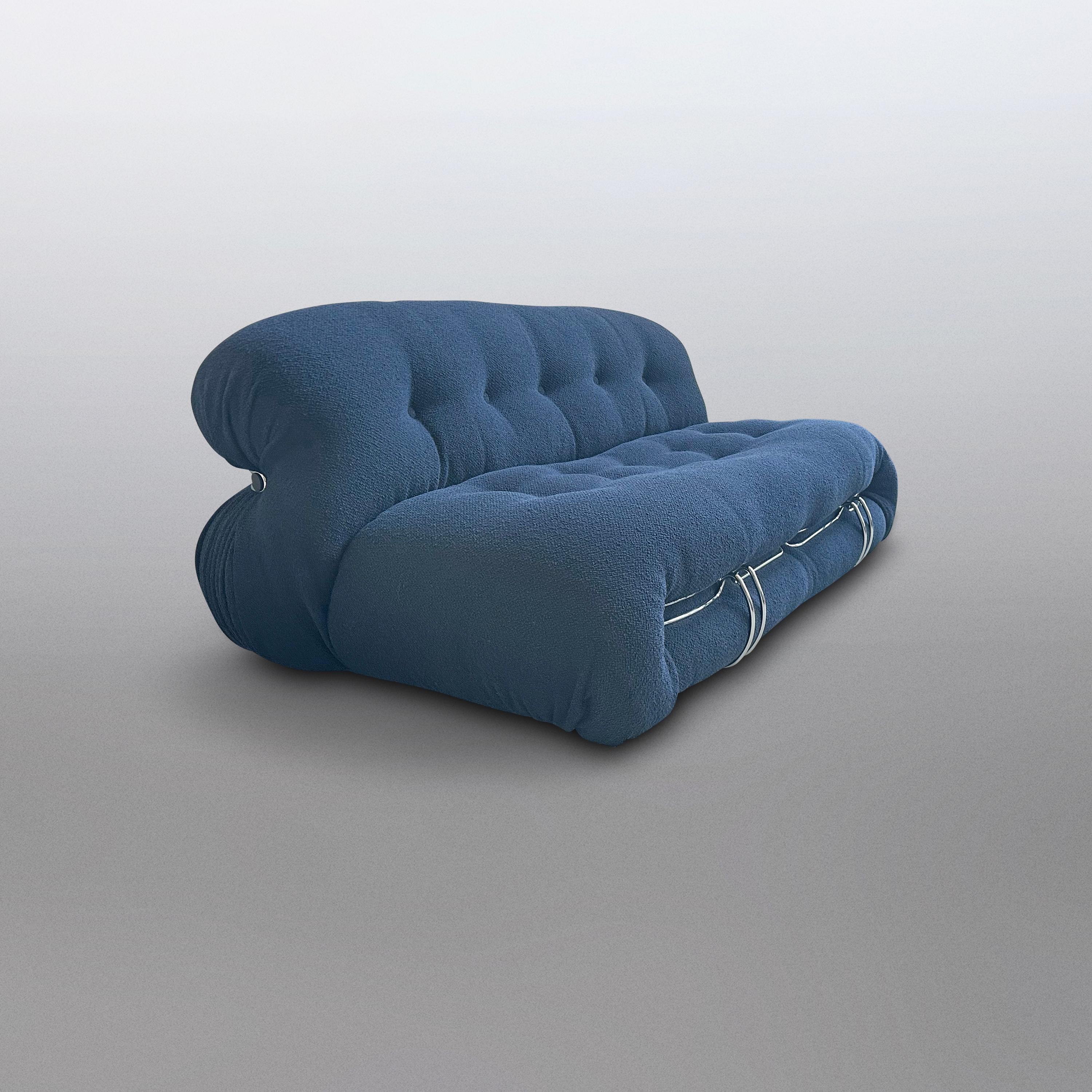 The Soriana Sofa was first designed by Afra and Tobia Scarpa in 1969.

In 1970 the Soriana was awarded a Compasso d’Oro prize solidifying its standing as a style icon. Defined by its voluminous curves, Soriana is wrapped, generously with a fixed