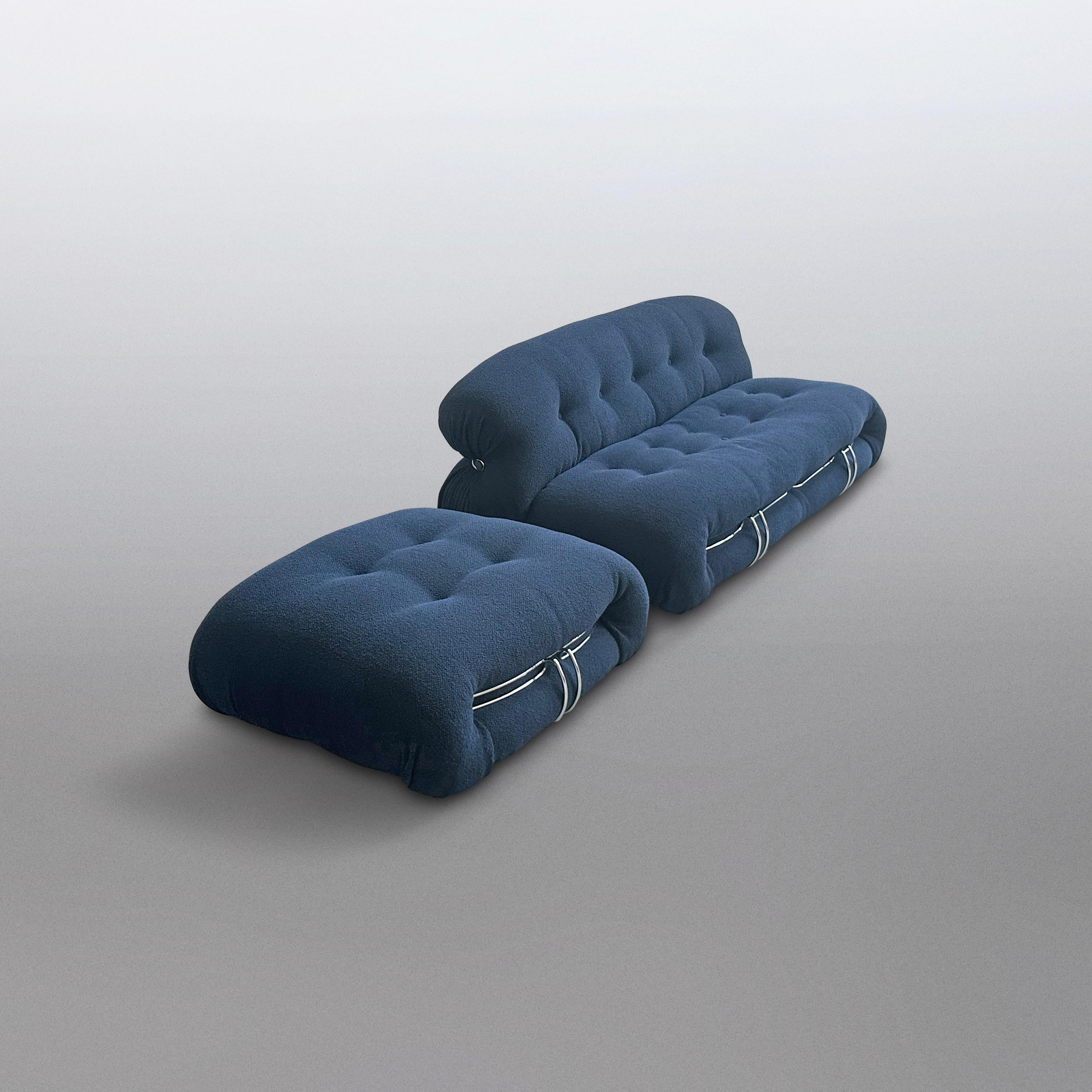 Bouclé Soriana 2 seater sofa and ottoman by Tobia & Afra Scarpa for Cassina For Sale
