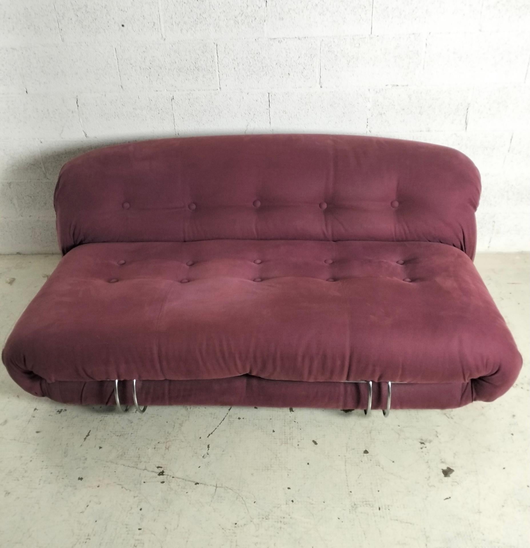 Métal Canapé 2 places Soriana par Afra & Tobia Scarpa pour Cassina années 60, 70 en vente