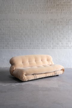 Soriana 2 Seater with Original velvet Fabric by Tobia Scarpa for Cassina 1970