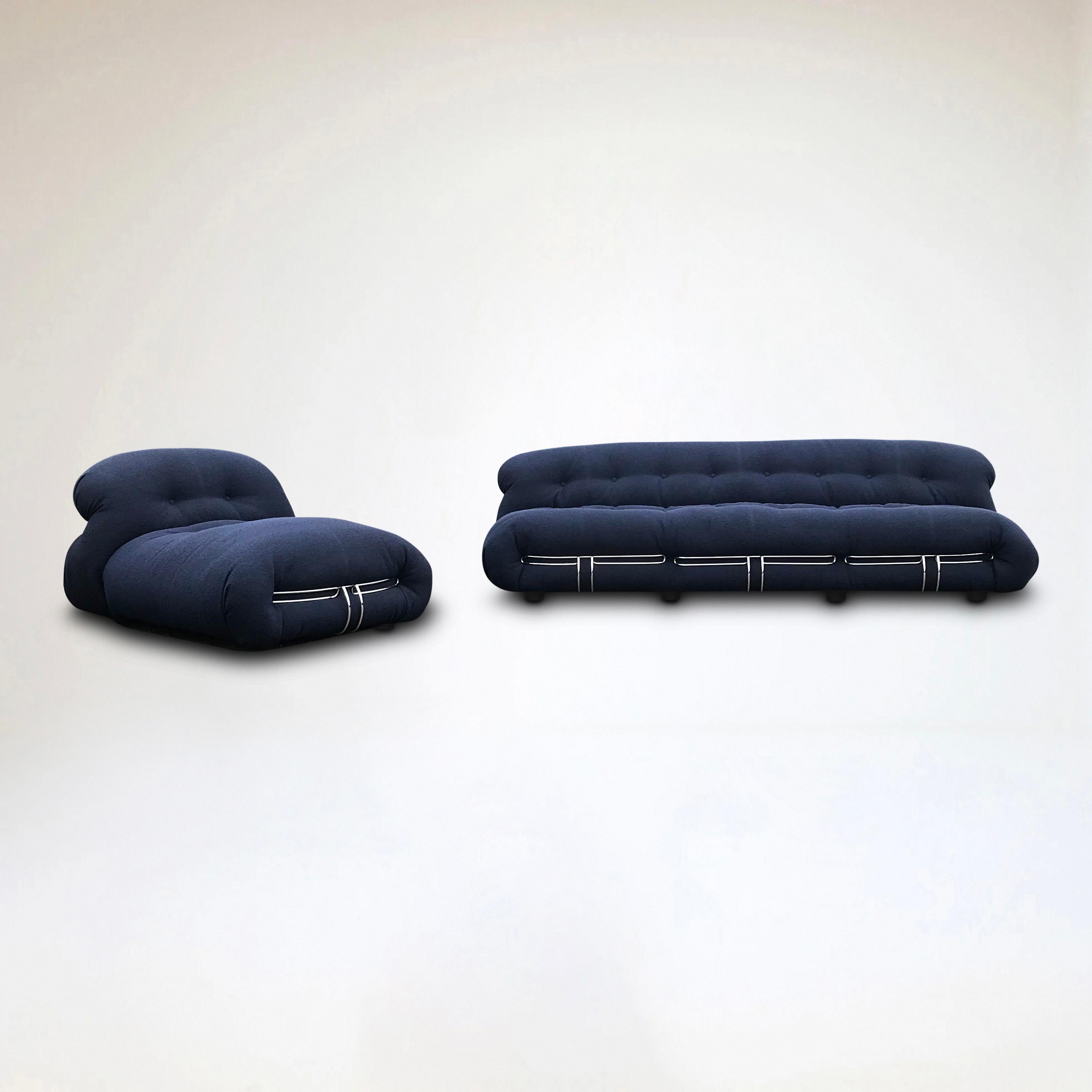 Soriana 3 seater sofa and chaise longue by Tobia & Afra Scarpa for Cassina NEW For Sale 1