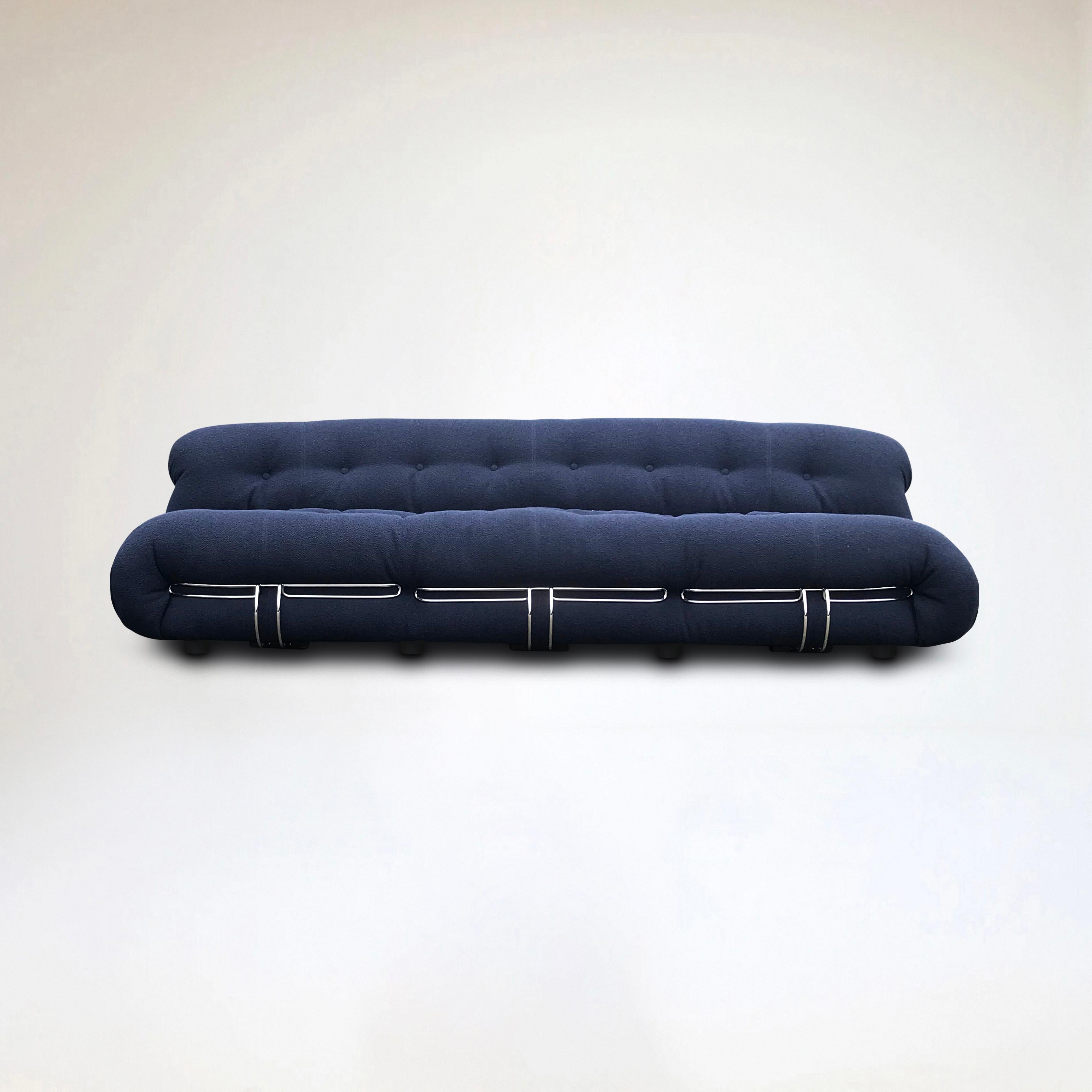 The Soriana Sofa was first designed by Afra and Tobia Scarpa in 1969.

In 1970 the Soriana was awarded a Compasso d’Oro prize solidifying its standing as a style icon. Defined by its voluminous curves, Soriana is wrapped, generously with a fixed