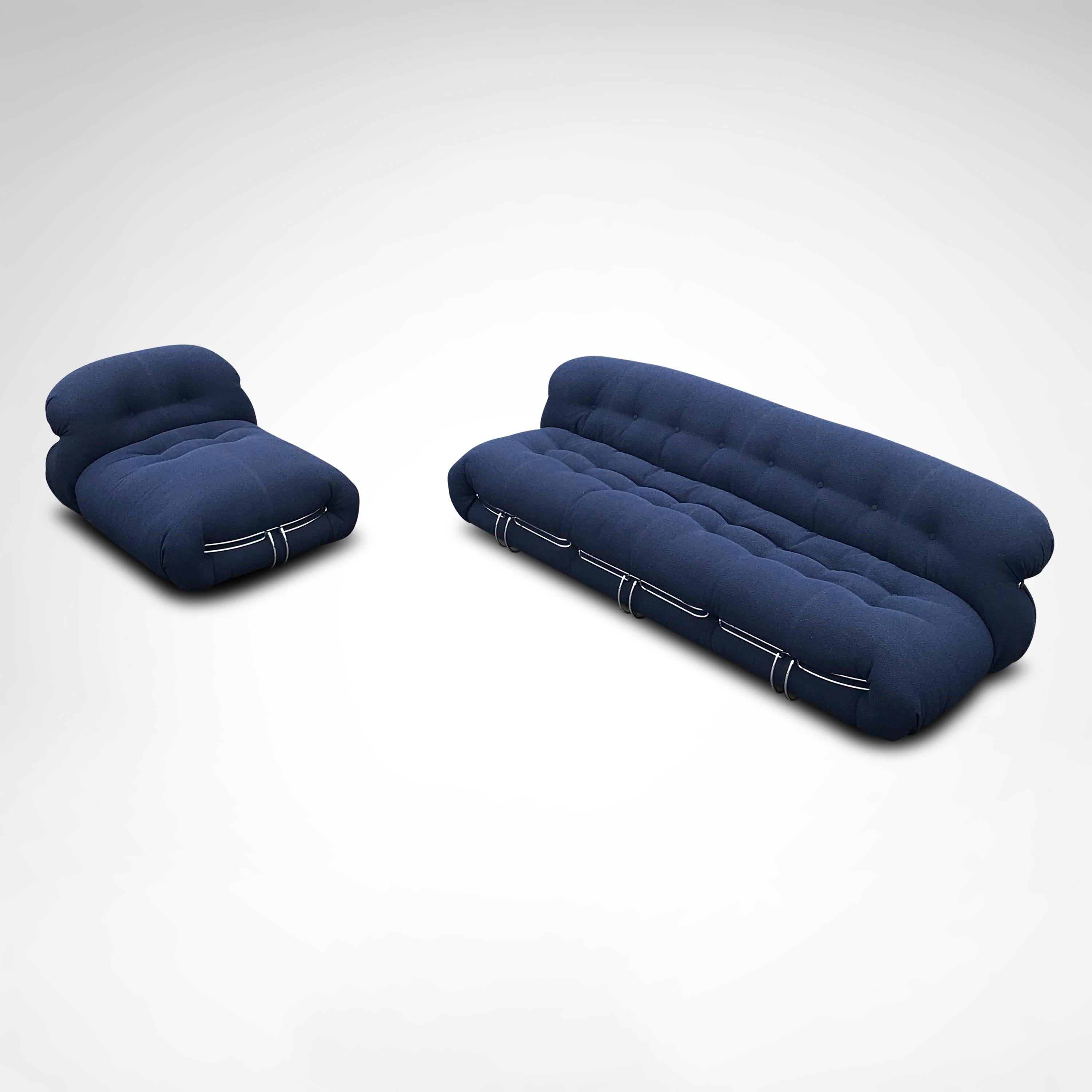 Soriana 3-Sitzer-Sofa von Tobia & Afra Scarpa für Cassina (Bouclé) im Angebot