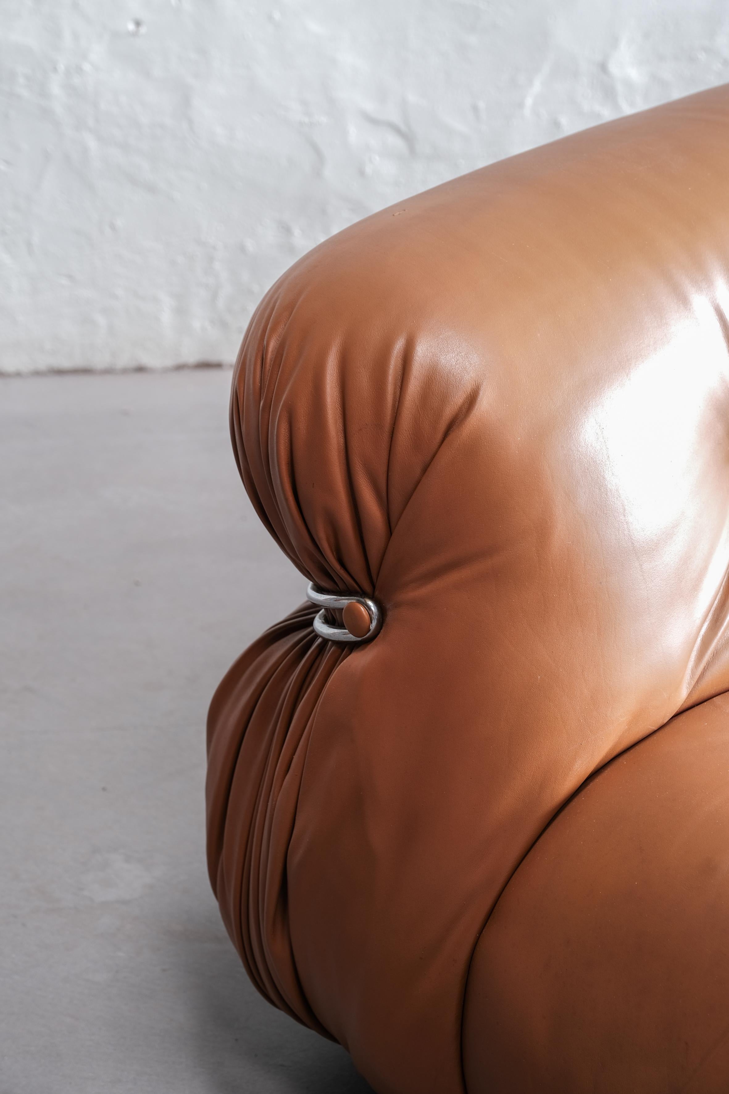 20th Century Soriana 4 seater in Cognac leather designed by Afra&Tobia Scarpa or Cassina 70'