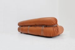 Soriana 4 seater sofa by Afra & Tobia Scarpa for Cassina in cognac leather