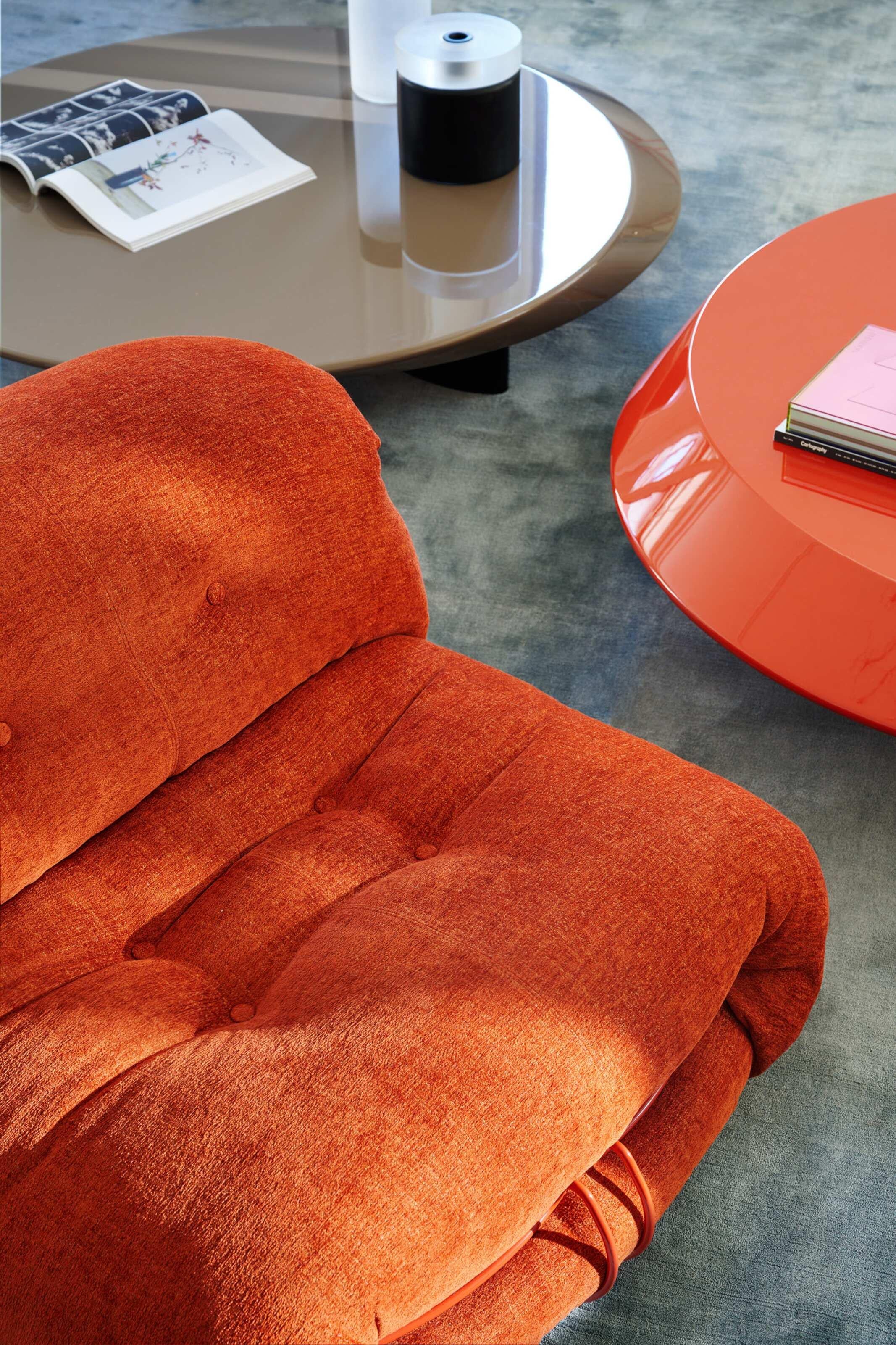 Soriana armchair by Afra & Tobia Scarpa for Cassina.
Manufactured in Italy.

The idea of comfort itself becomes a sofa. Soriana came into being in 1969, thanks to an intuitive vision by Afra and Tobia Scarpa that was destined to re-write the history