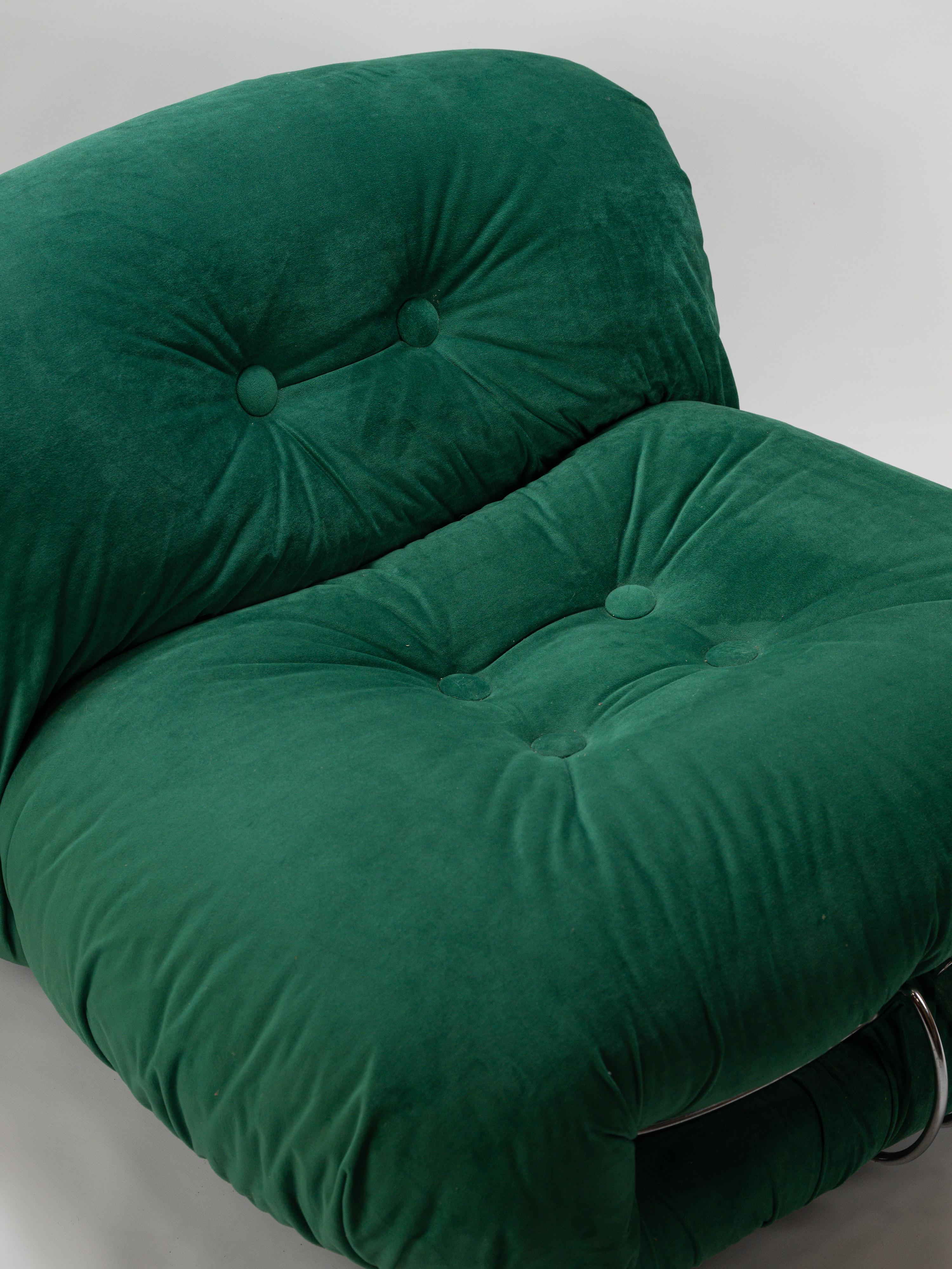 Soriana Sessel entworfen von Afra et Tobia Scarpa für Cassina um 1960 (Stoff) im Angebot