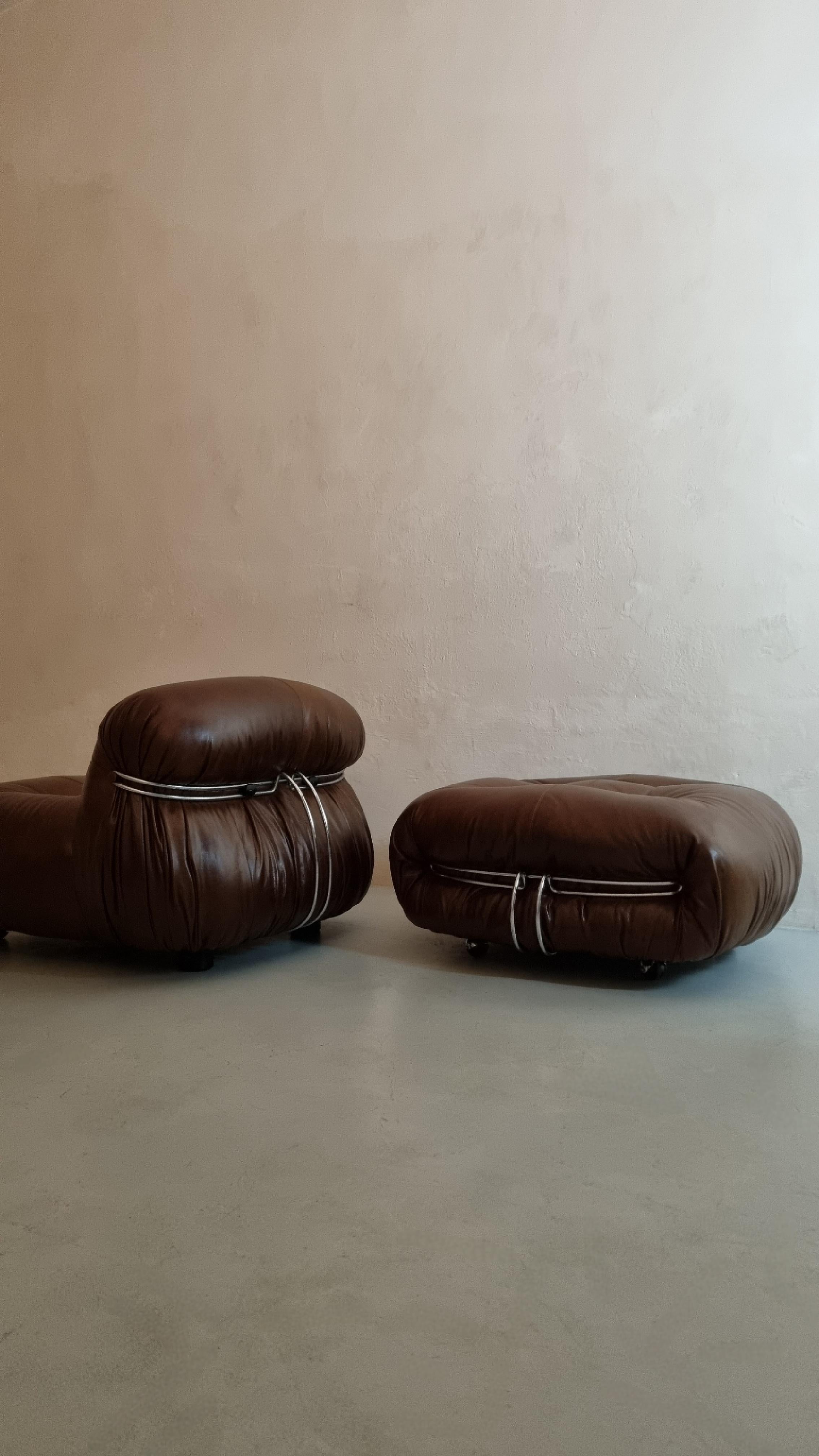 italien Fauteuils et repose-pieds Soriana par  Afra et Tobia Scarpa pour Cassina 1969 en vente