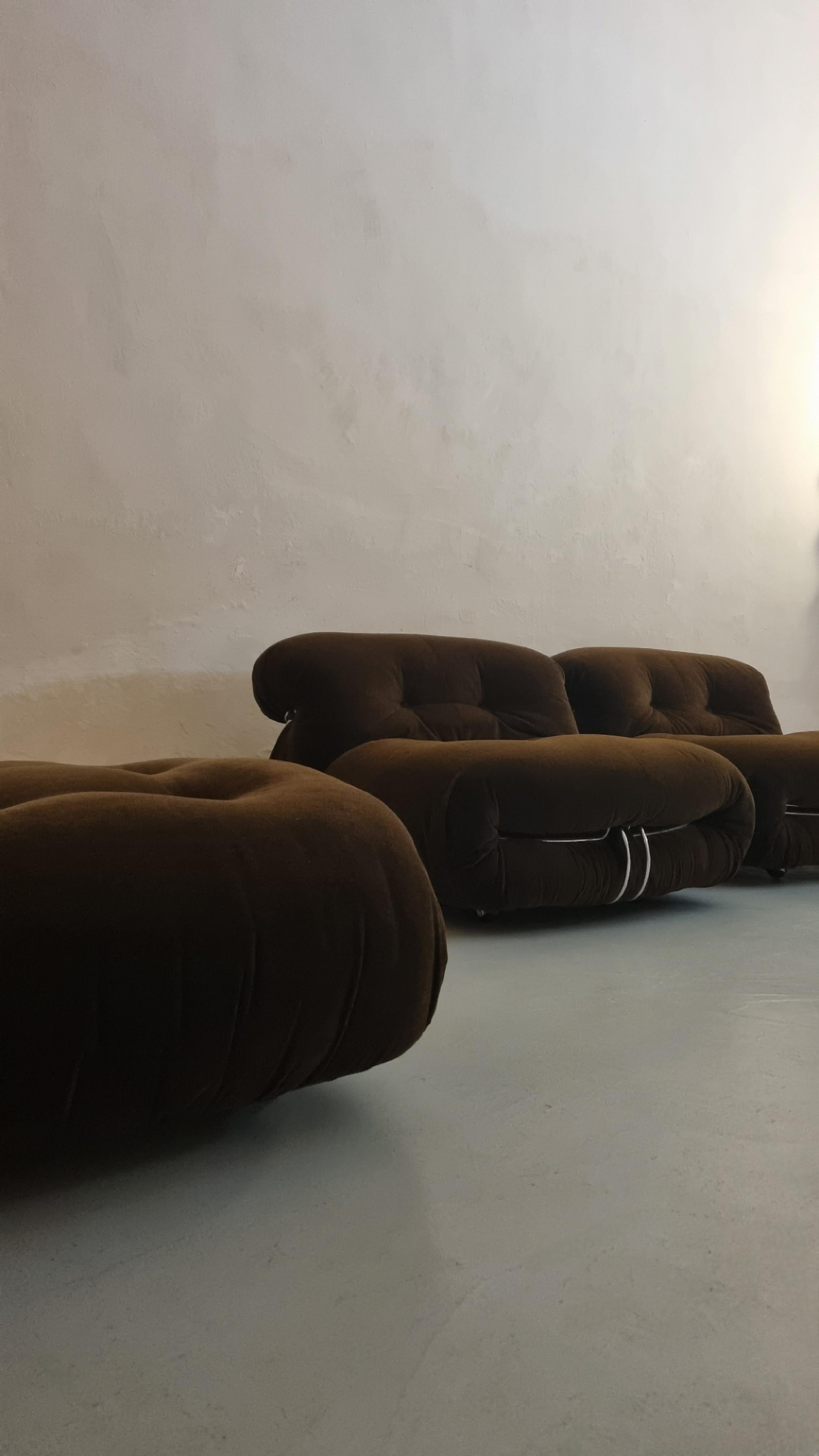 Mid-Century Modern Fauteuils et pouf Soriana conçus par  Afra et Tobia Scarpa pour Cassina 1969 en vente