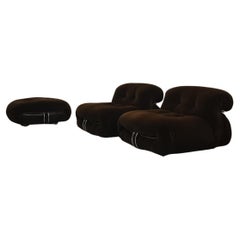 Soriana armchairs and pouf designed by  Afra and Tobia Scarpa for Cassina 1969