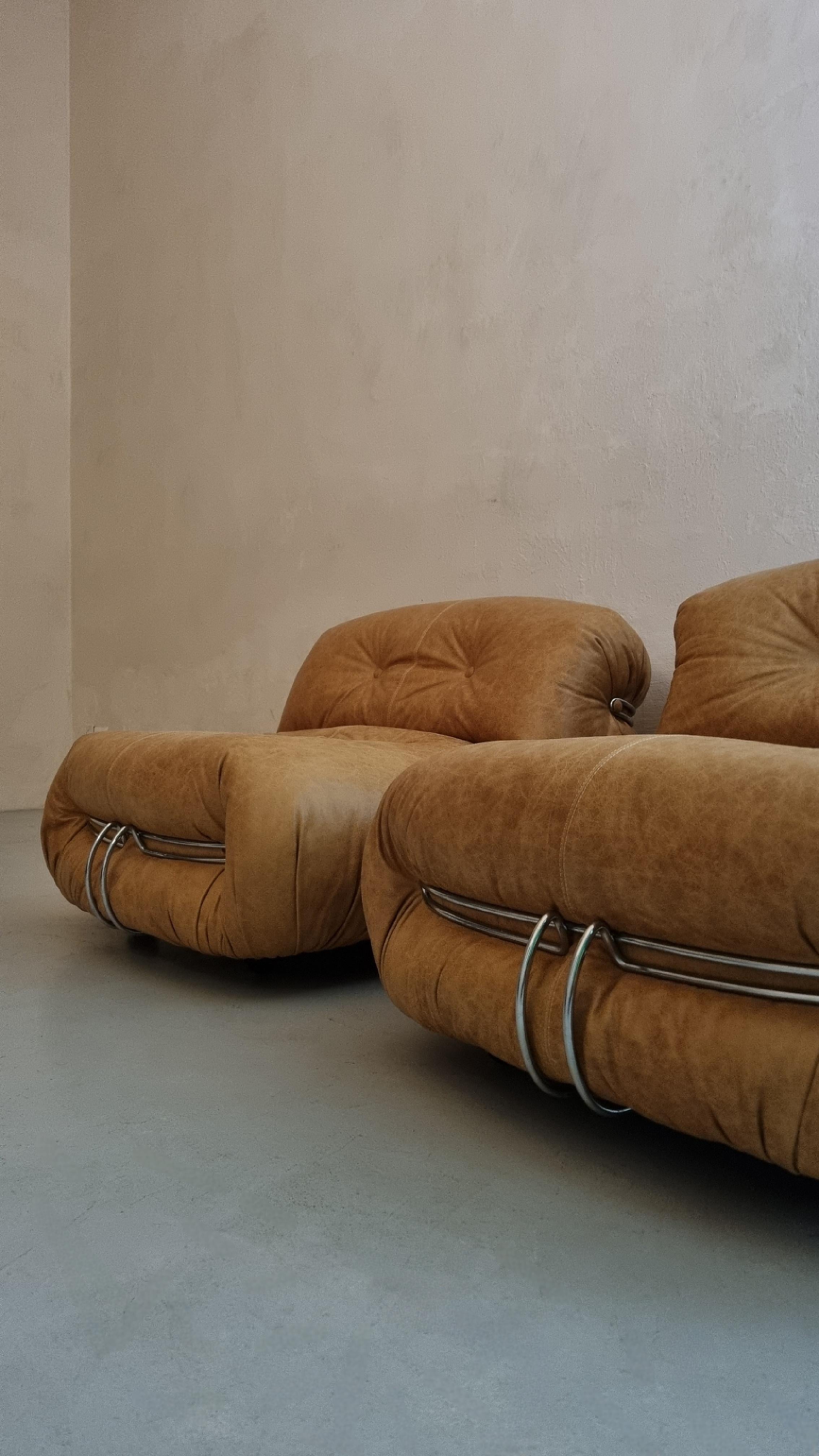 Mid-Century Modern Fauteuils Soriana conçus par  Afra et Tobia Scarpa pour Cassina 1969 en vente