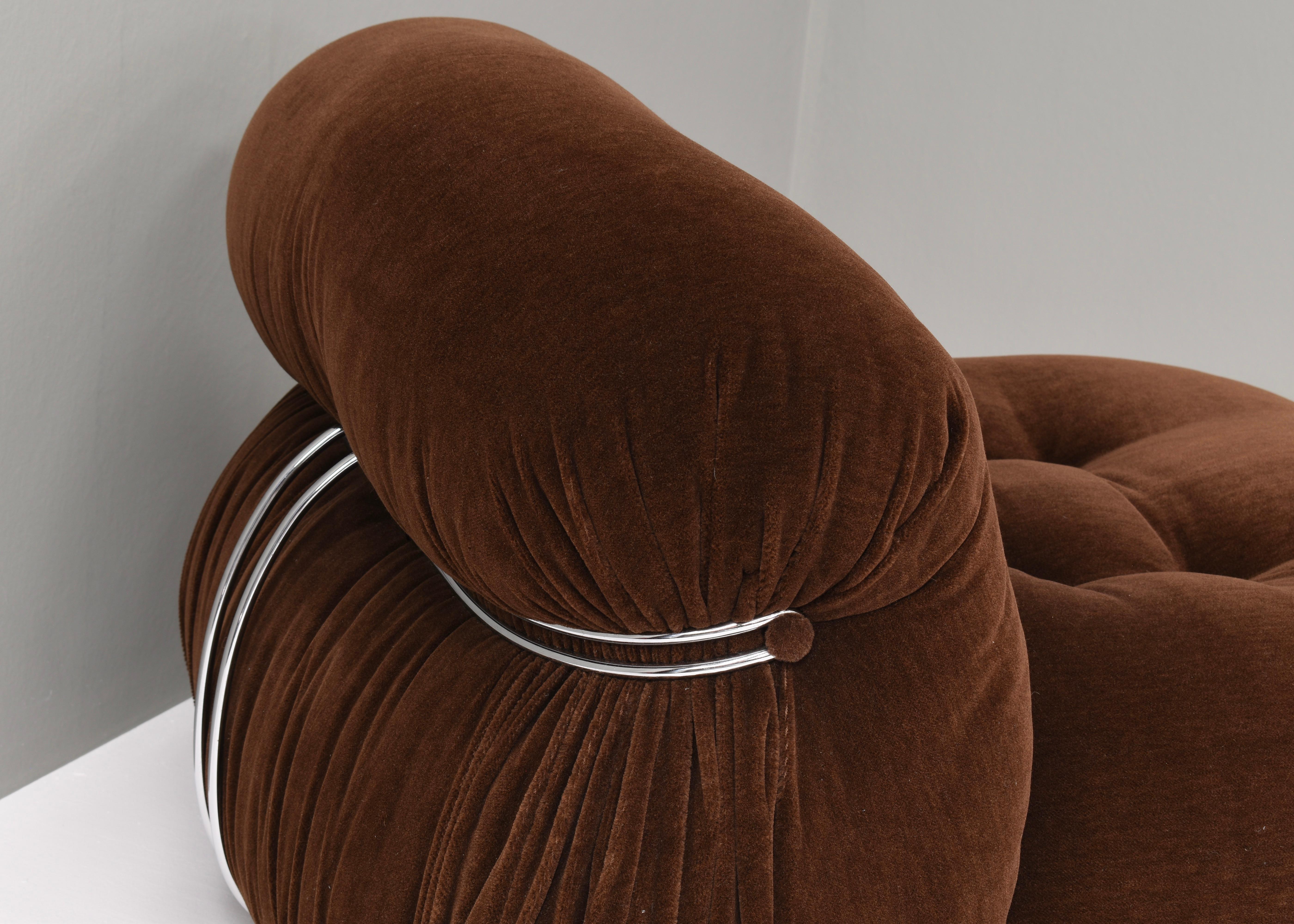 Soriana Chair and Pouf by Tobia Scarpa for Cassina in Original Mohair, 1970s 4