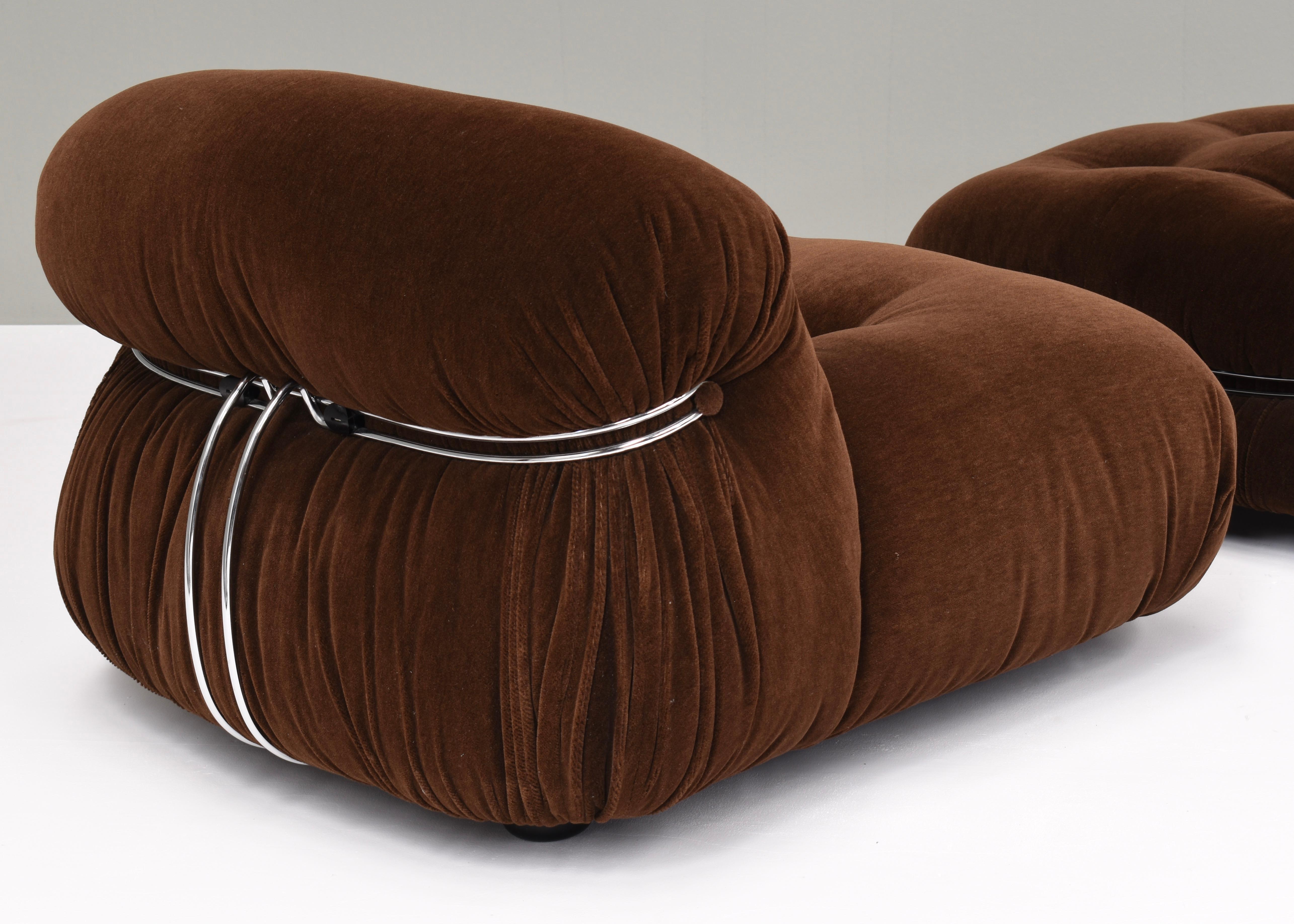 Soriana Chair and Pouf by Tobia Scarpa for Cassina in Original Mohair, 1970s 5