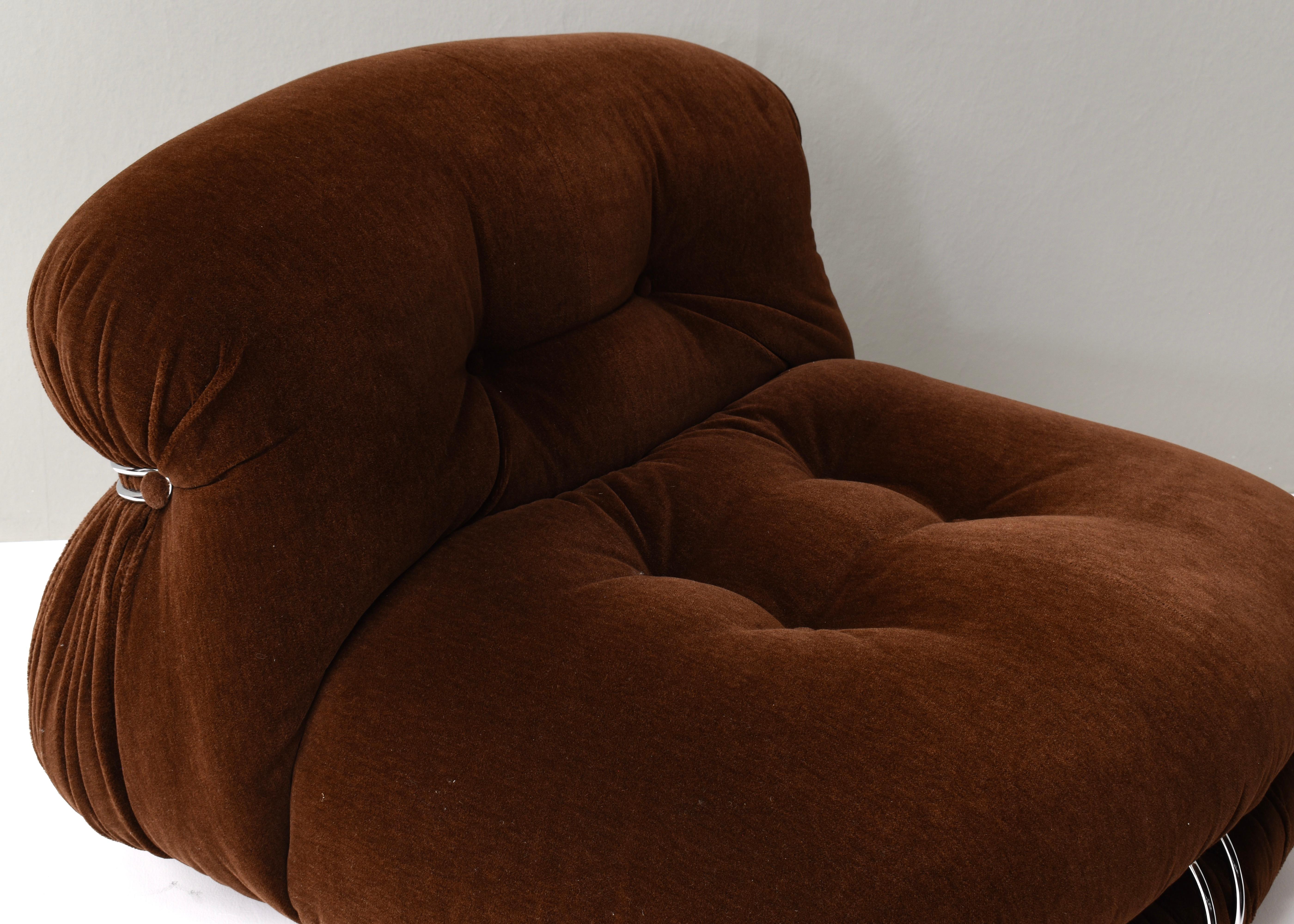 Soriana Chair and Pouf by Tobia Scarpa for Cassina in Original Mohair, 1970s 5