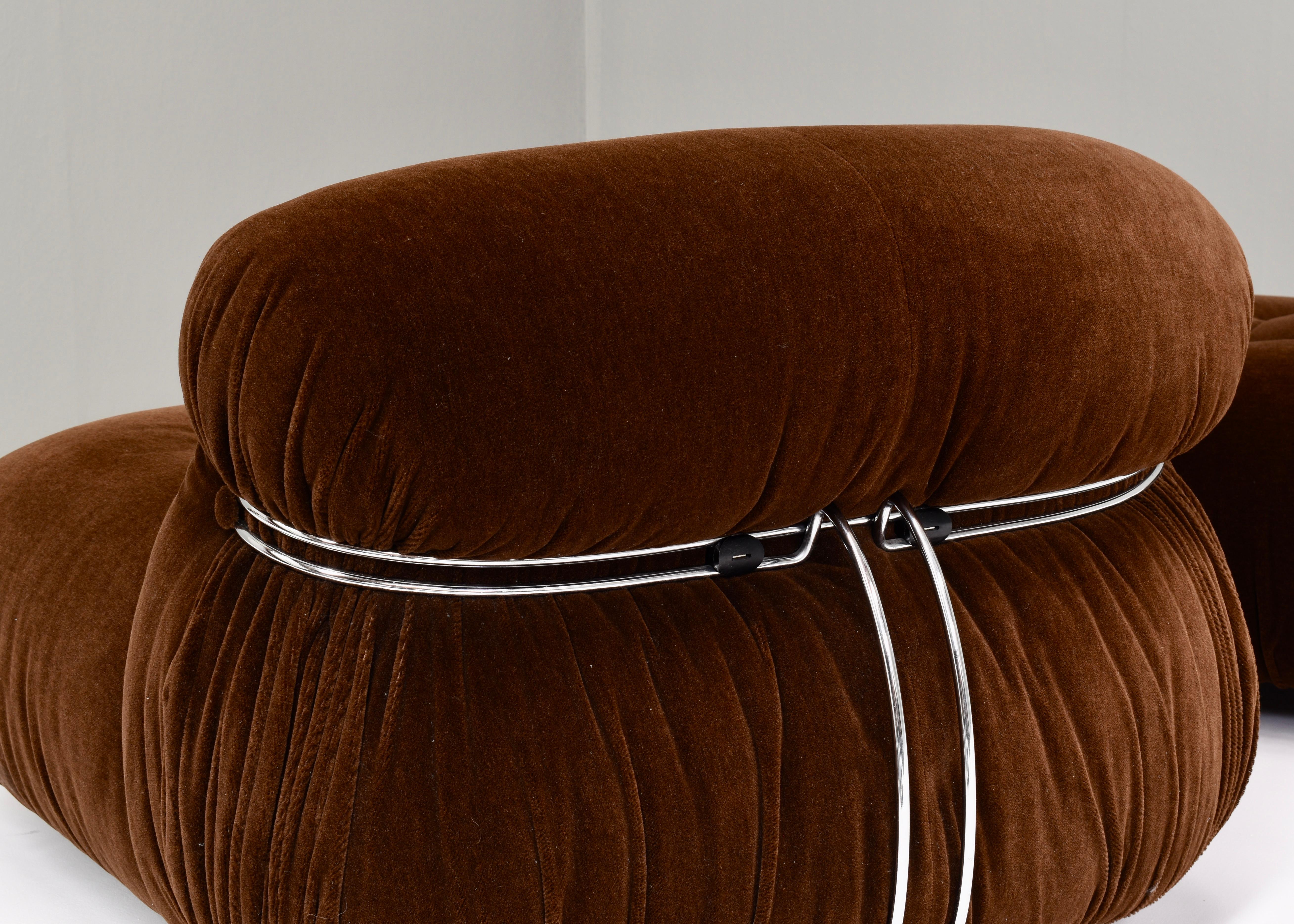 Soriana Chair and Pouf by Tobia Scarpa for Cassina in Original Mohair, 1970s 7