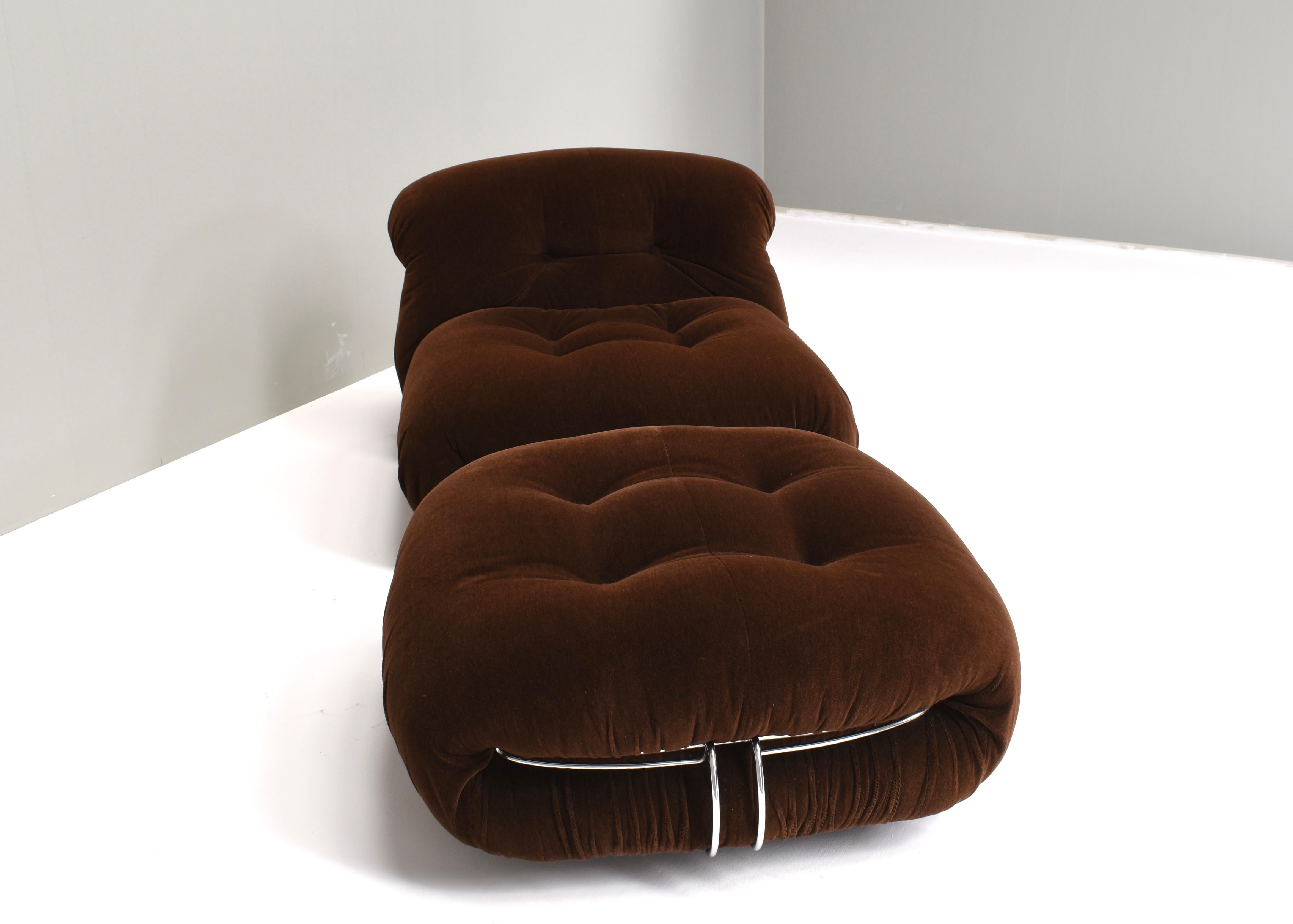 Soriana chair and ottoman by Afra & Tobia Scarpa for Cassina in original dark brown Mohair wool, Italy, circa 1970. In very good original condition / almost no wear / no stains

Designer: Afra & Tobia Scarpa

Manufacturer: Cassina

Country: