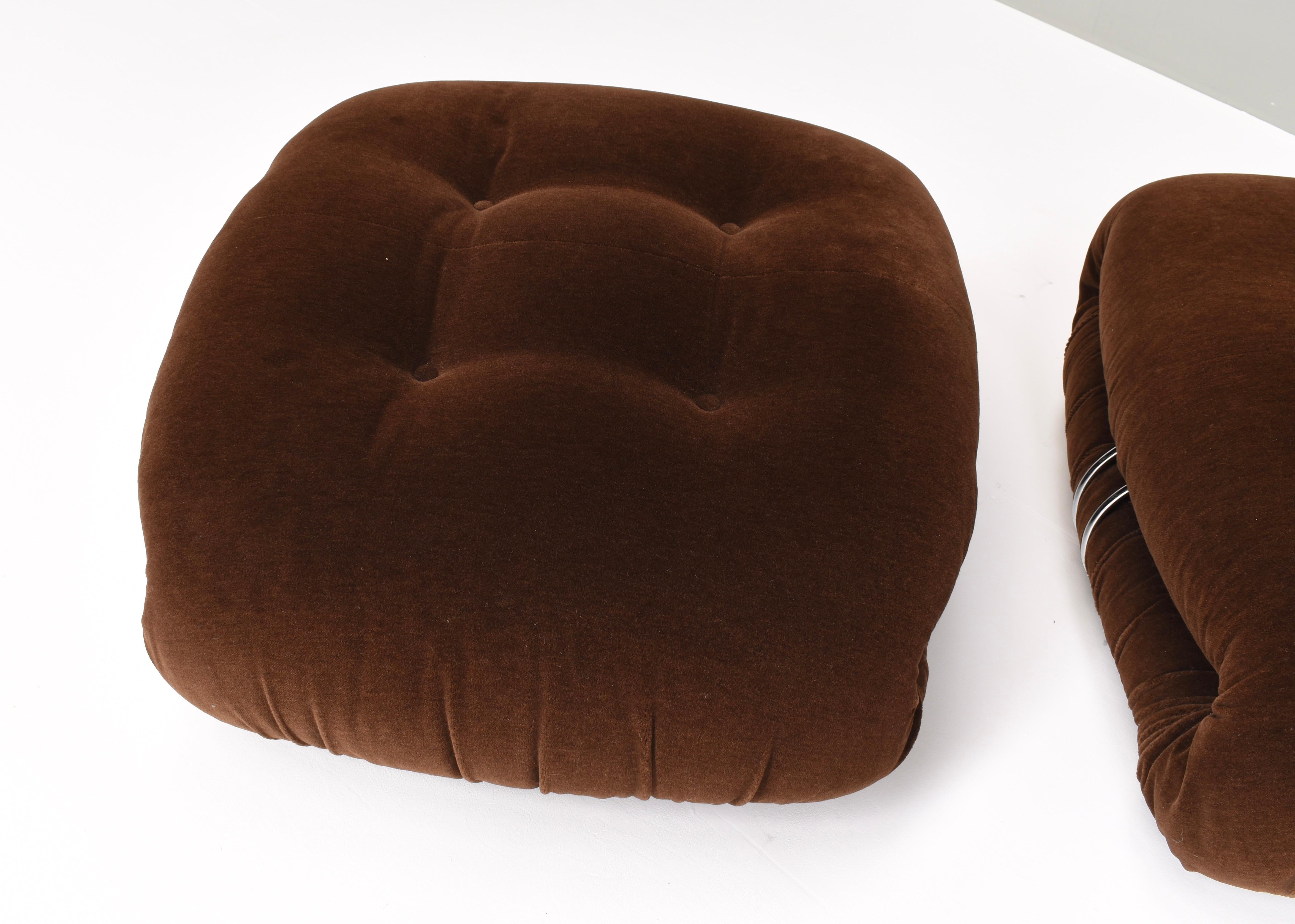 Soriana Chair and Pouf by Tobia Scarpa for Cassina in Original Mohair, 1970s 3